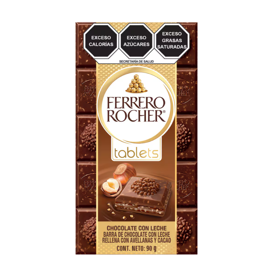 Ferrero Rocher Milk Chocolate Bar with Hazelnut and Cocoa Filling (3.1oz) by Farmacias Savia