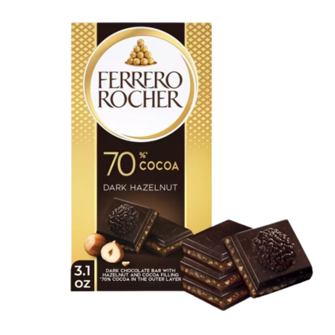 Ferrero Rocher 70% Cocoa Dark Hazelnut Chocolate Bar (3.1oz) by Farmacias Savia