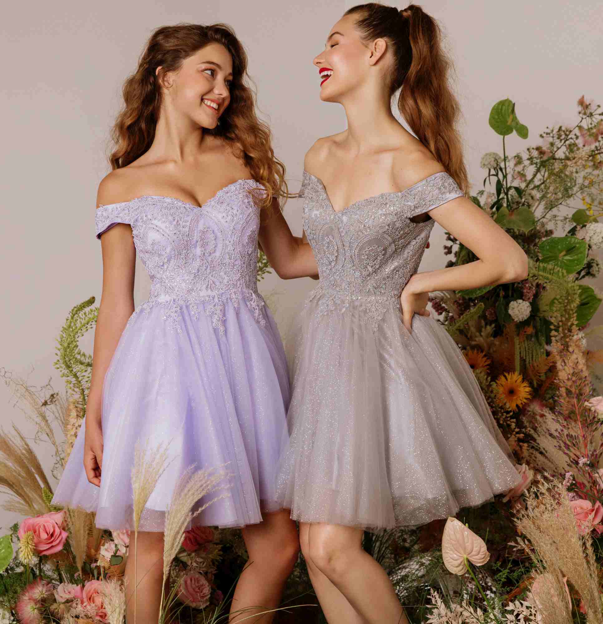 CLEARANCE - Eureka 9833 Short A-Line Off Shoulder Glitter Mesh Dress (Size M) by DiscountDressShop