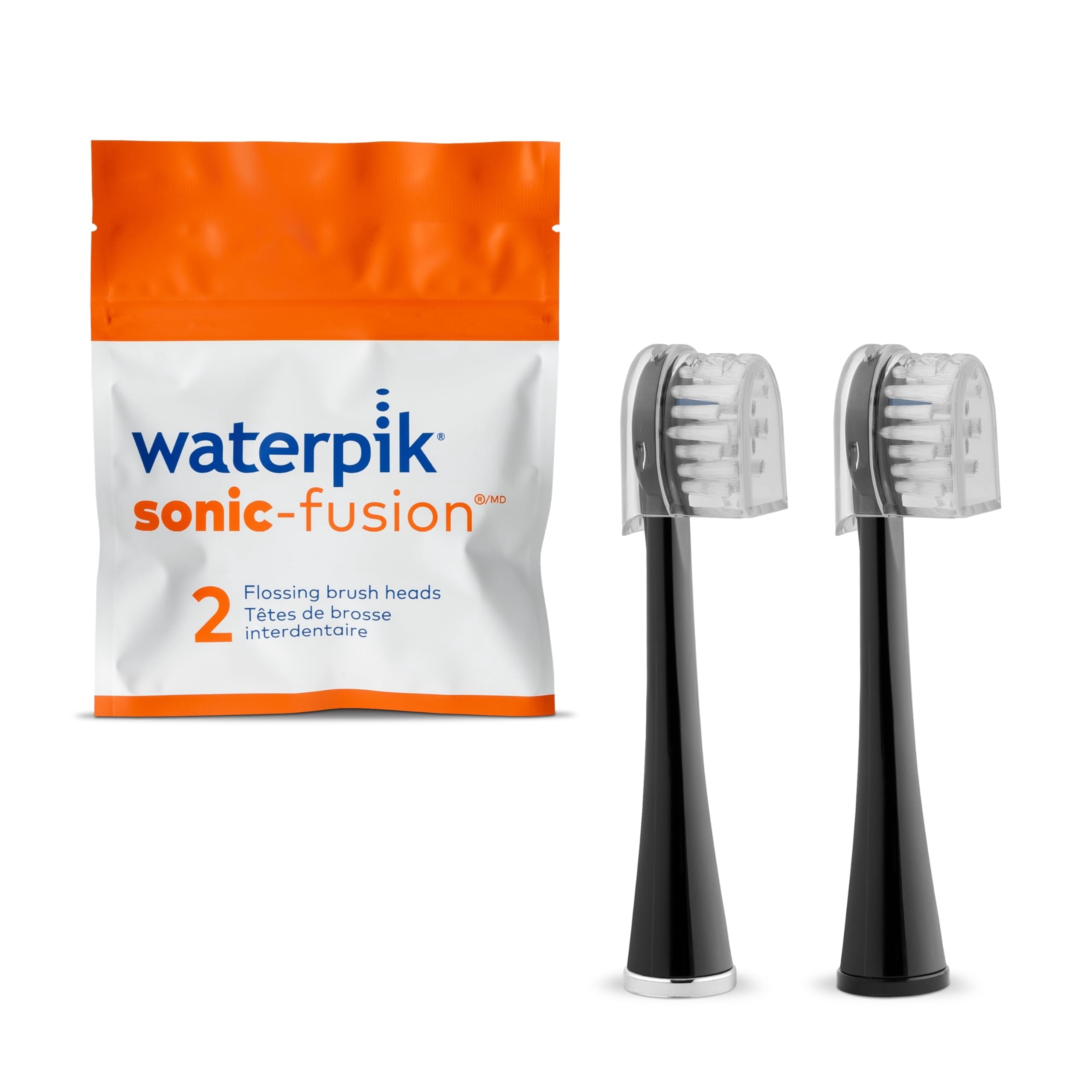 Waterpik Sonic-Fusion Compact Replacement Flossing Brush Heads, Black, 2 Count