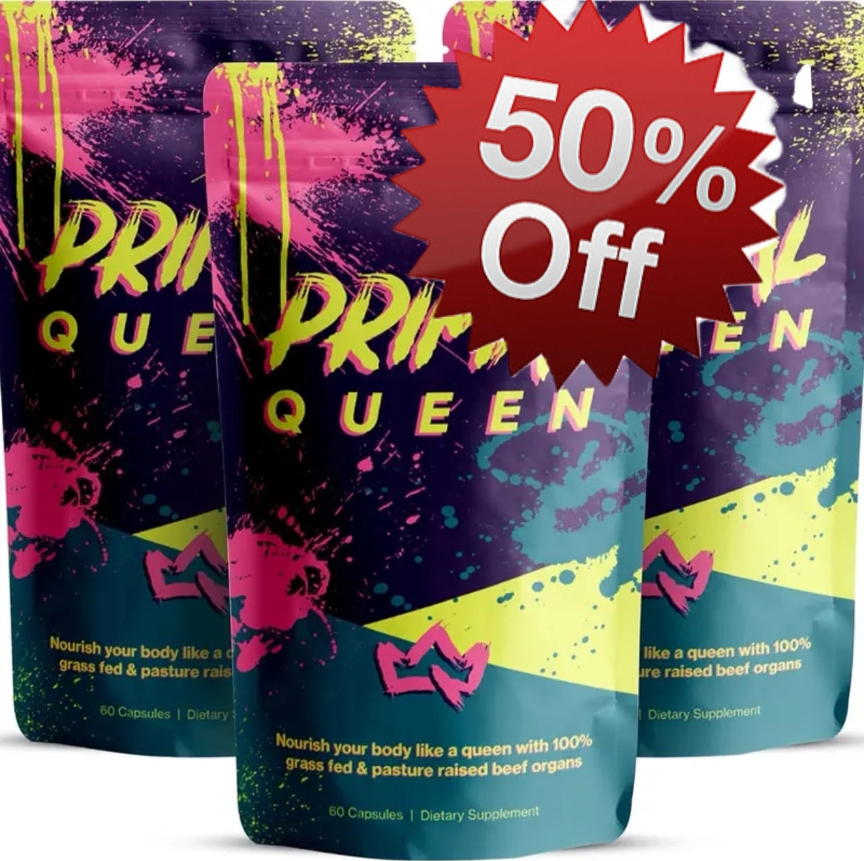 Primal Queen Beef Organ Superfood - 30 Day Refill,Female-Optimized Beef Organ Superfood Supplement (Beef Liver, Kidney, Heart, & 3 More) - 100% Grass Fed, Pasture Raised Cattle - Balance Hormones, Energy, & More for Women by VAH