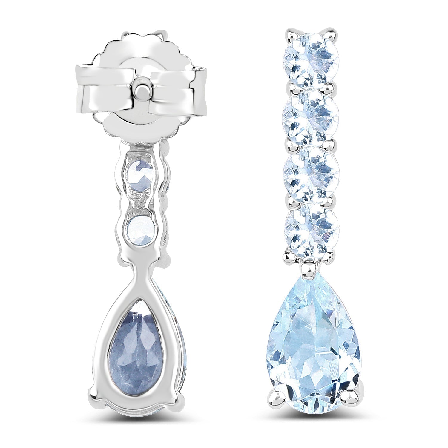 2.40 Carat Genuine Aquamarine .925 Sterling Silver Earrings DestGlow