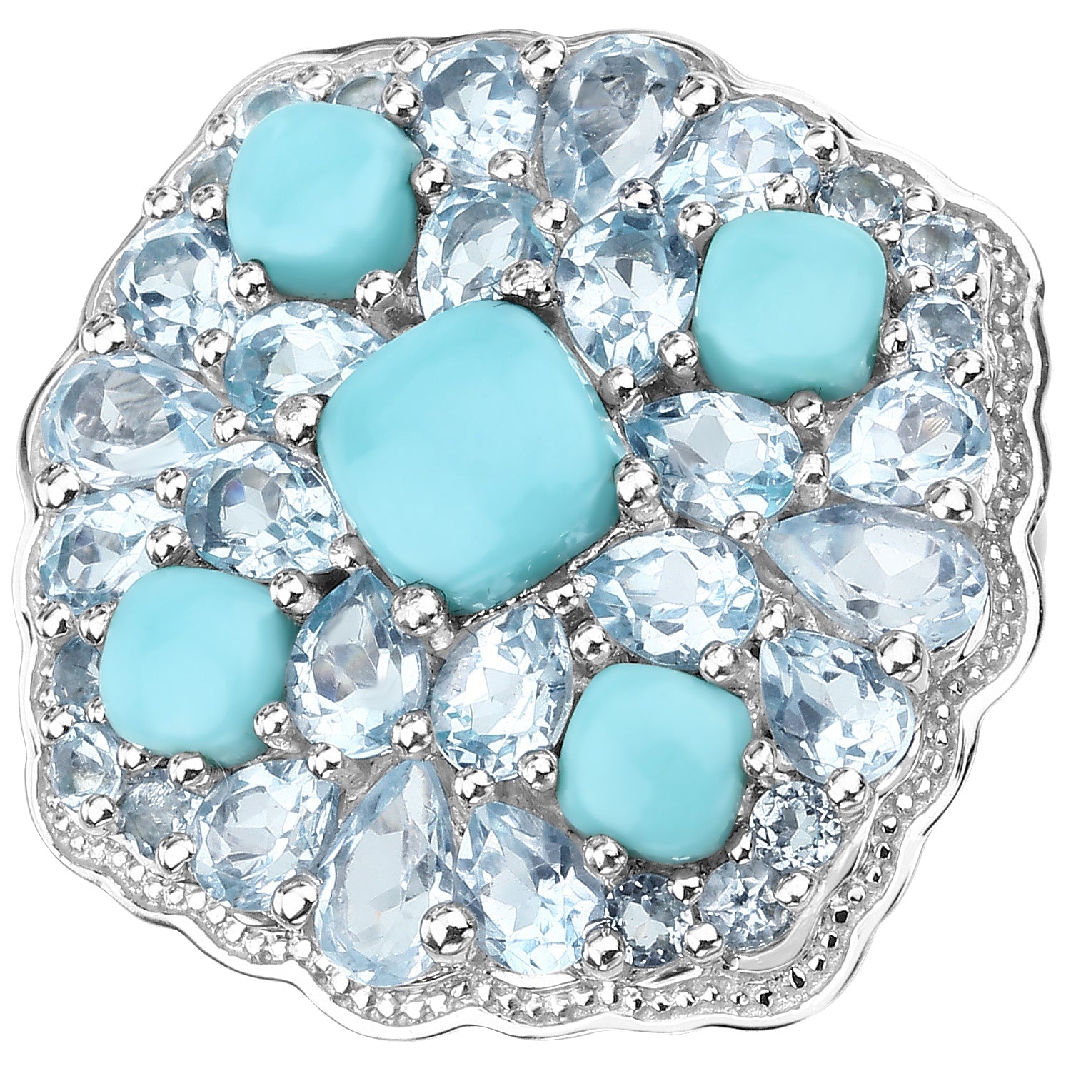 6.18 Carat Genuine Turquoise and Blue Topaz .925 Sterling Silver Ring by Bids.com