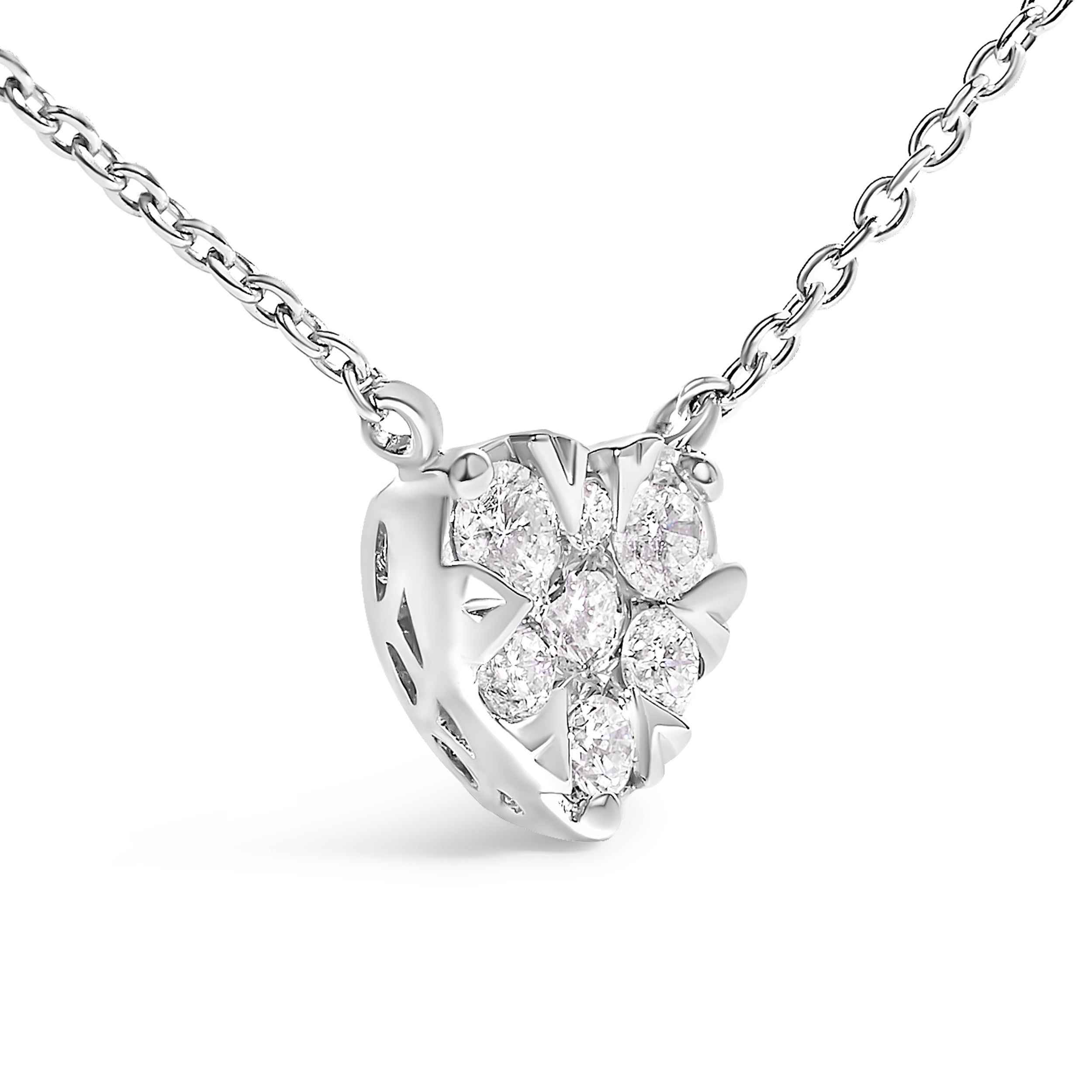 14K White Gold 1/4 Cttw Diamond Composite Heart Pendant Necklace - 18" Inches DestGlow