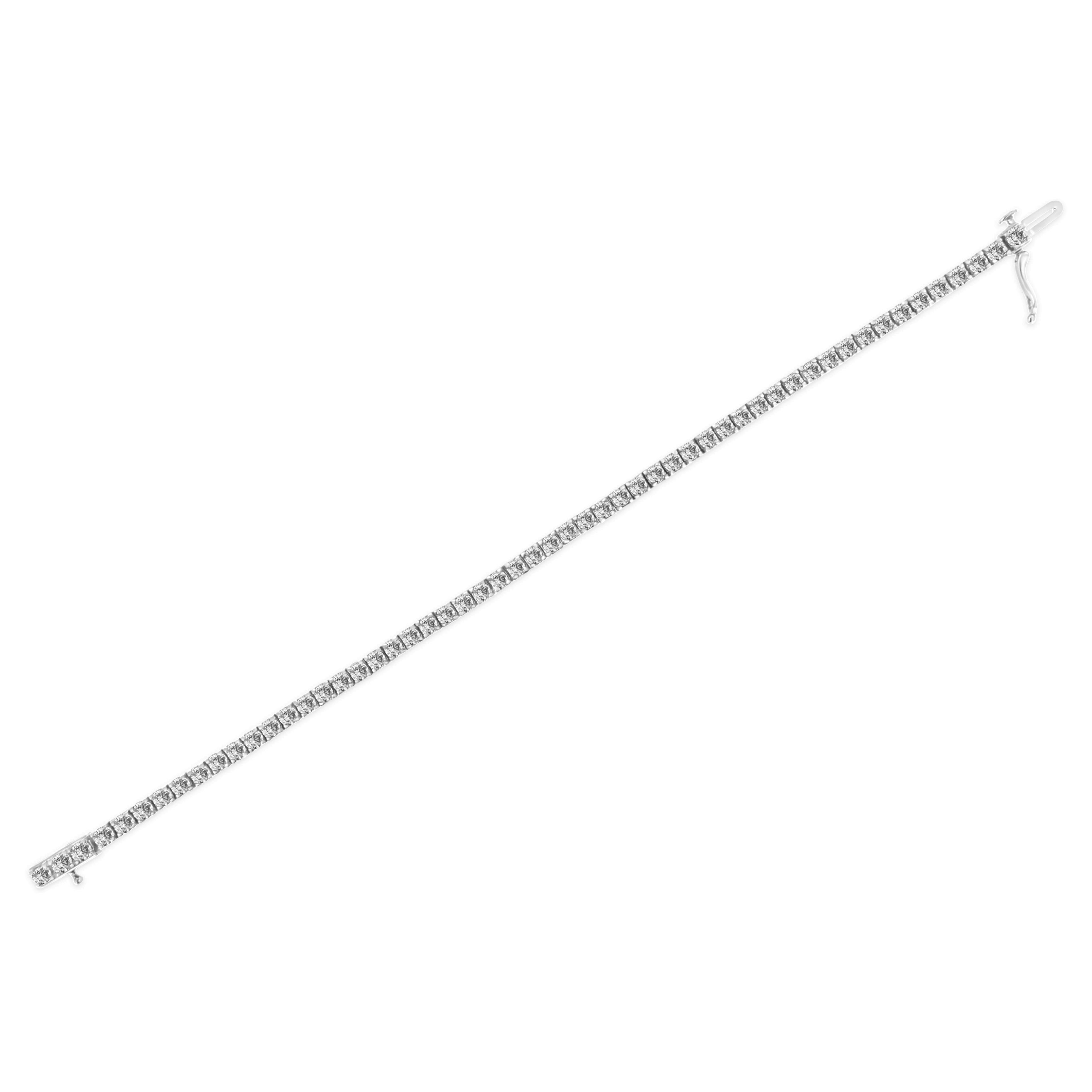14K White Gold 5.00 Cttw Prong Set Lab Grown Round Diamond Classic Tennis Bracelet (F-G Color, VS2-SI1 Clarity) - 7.25" DestGlow
