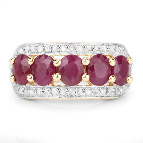 1.74 Carat Genuine Ruby and White Diamond .925 Sterling Silver Ring by Bids.com