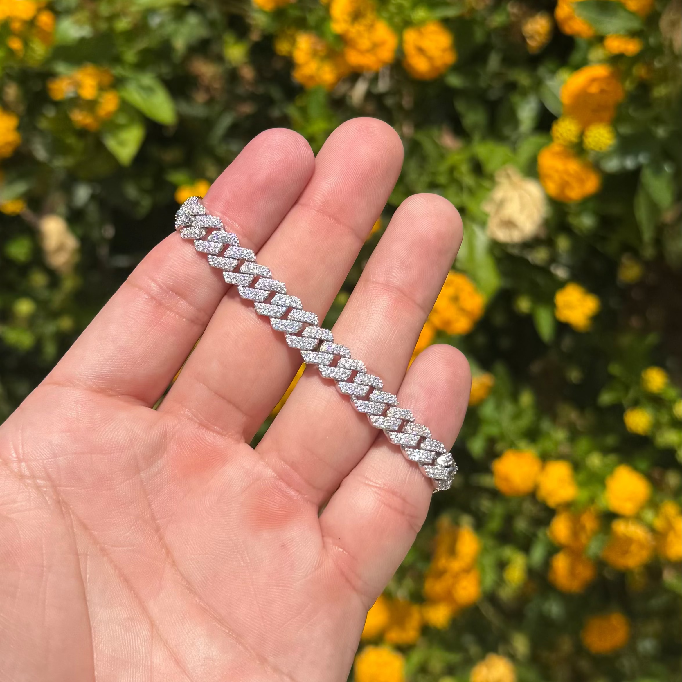 8MM Moissanite Cuban Bracelet in Solid 925 Silver DestGlow