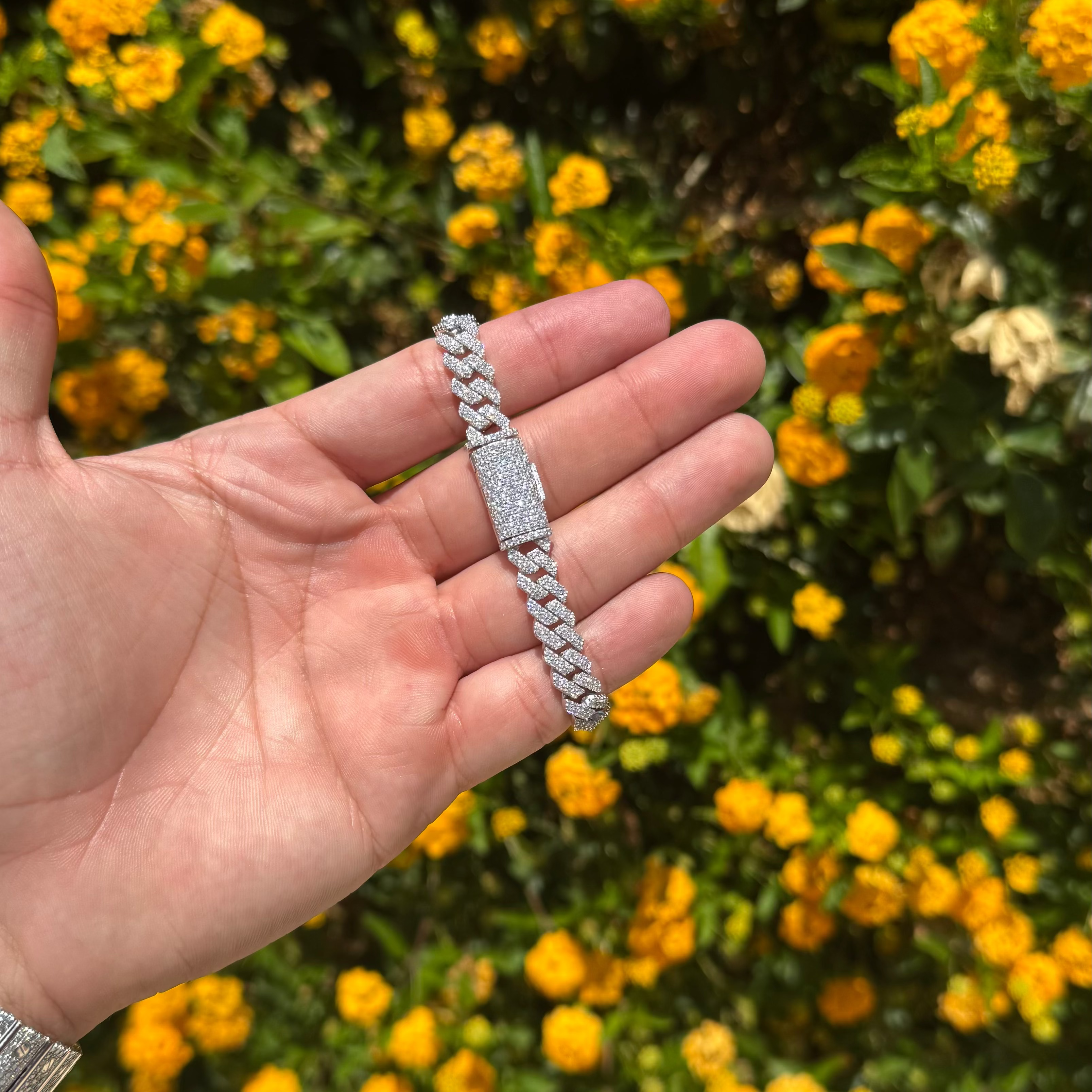 8MM Moissanite Cuban Bracelet in Solid 925 Silver DestGlow