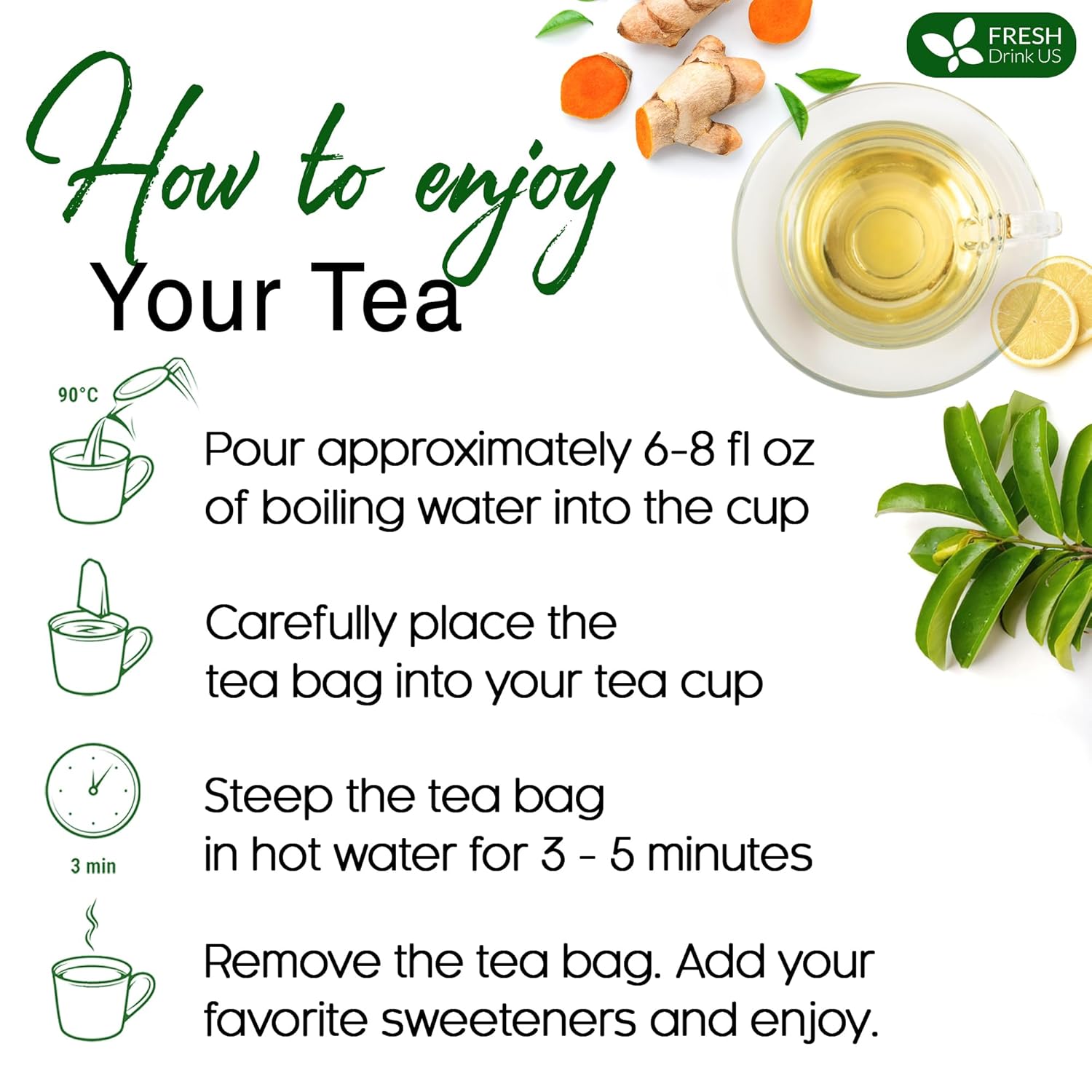Premium Soursop Turmeric Tea Bags | Blend of Soursop Leaves, and Turmeric Root by FreshDrinkUS - Natural and Premium Herbal Tea