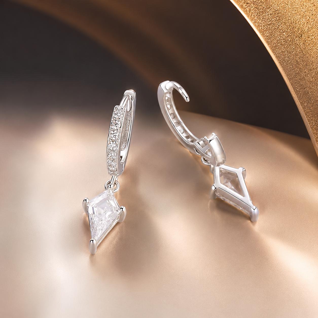 925 Sterling Silver White Gold Plated Earrings with CZ for Women DestGlow