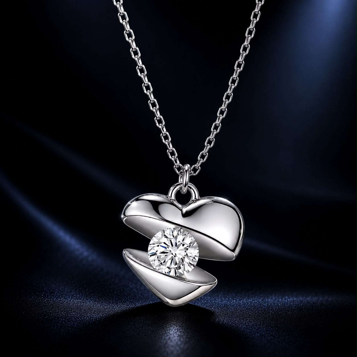 925 Sterling Silver White Gold Plated 40cm+5cm Length CZ Necklace for Women DestGlow