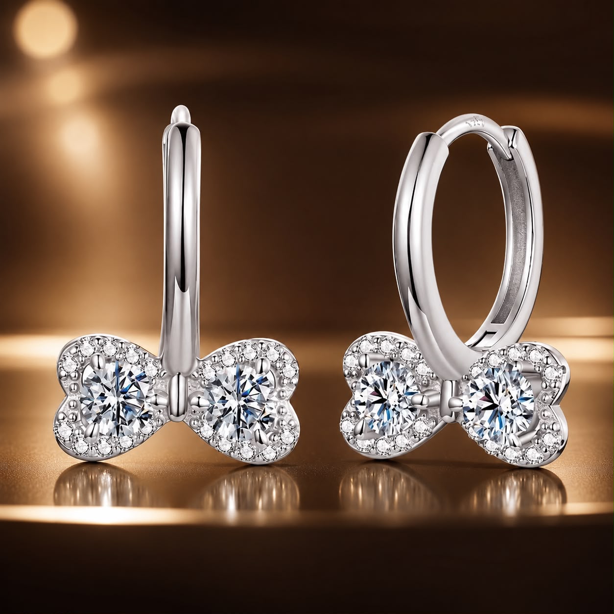 925 Sterling Silver Moissanite 0.20 Carat Earrings Plated White Gold for Women DestGlow
