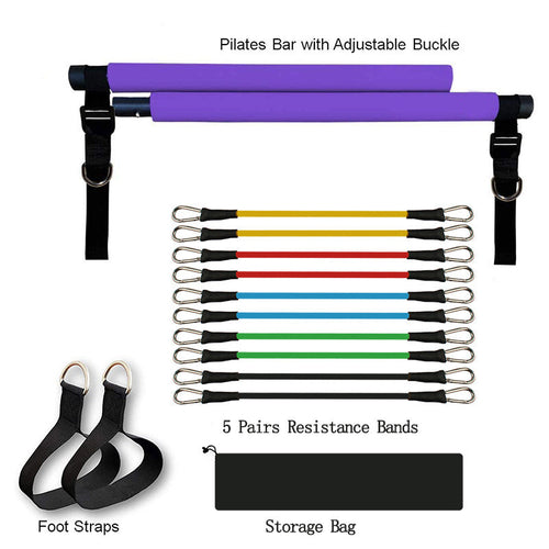 Pilates Bar Kit with Resistance Bands - Portable Home Gym Workout Equipment