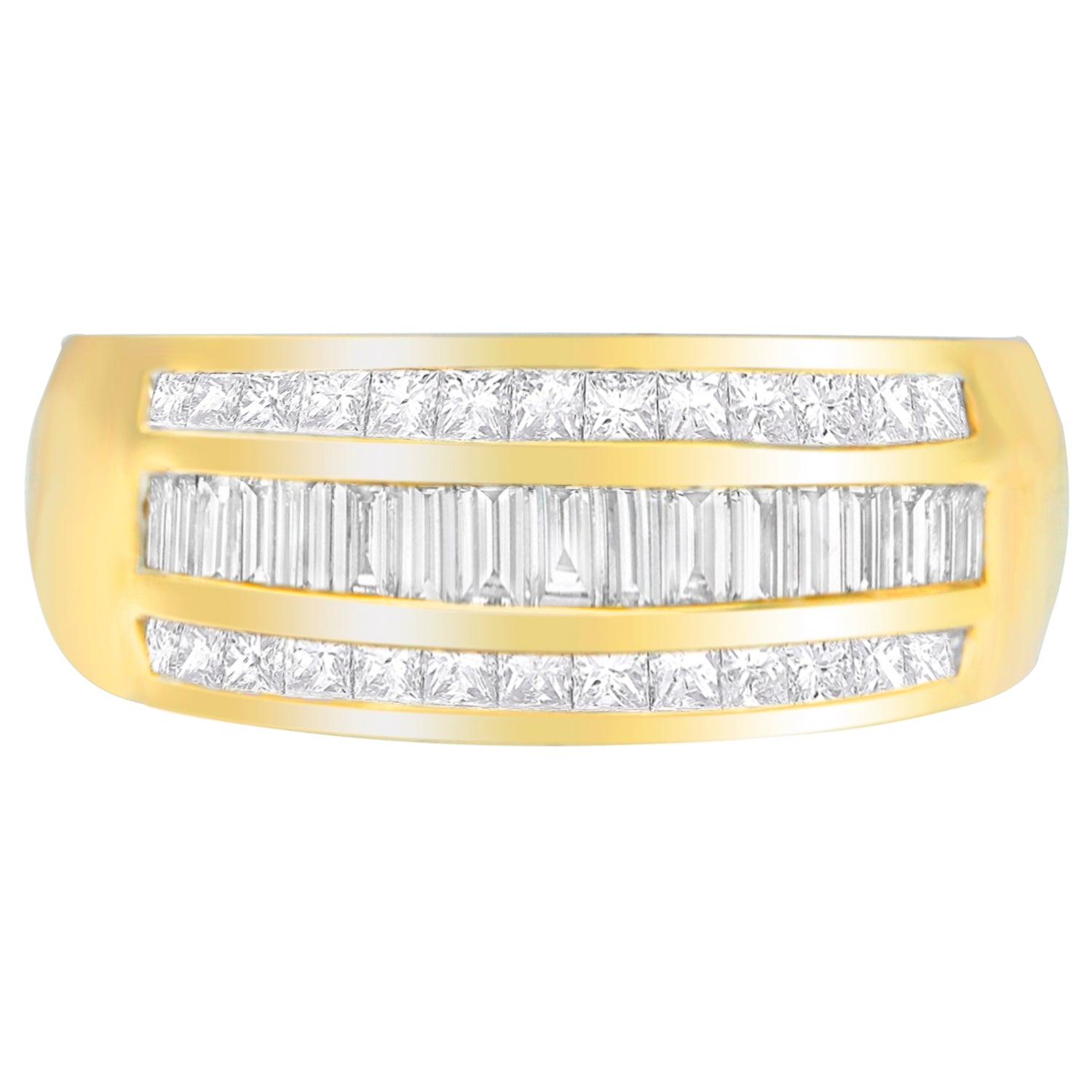 14K Yellow Gold 1ct. TDW Princess and Baguette-Cut Diamond Ring(H-I, SI1-SI2) by Bids.com