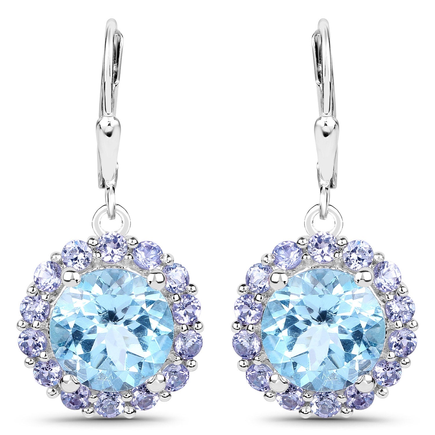 9.96 Carat Genuine Blue Topaz and Tanzanite .925 Sterling Silver Earrings