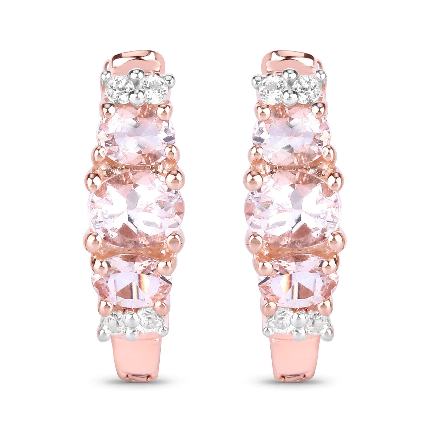 1.32 Carat Genuine Morganite and White Topaz .925 Sterling Silver Earrings by Bids.com