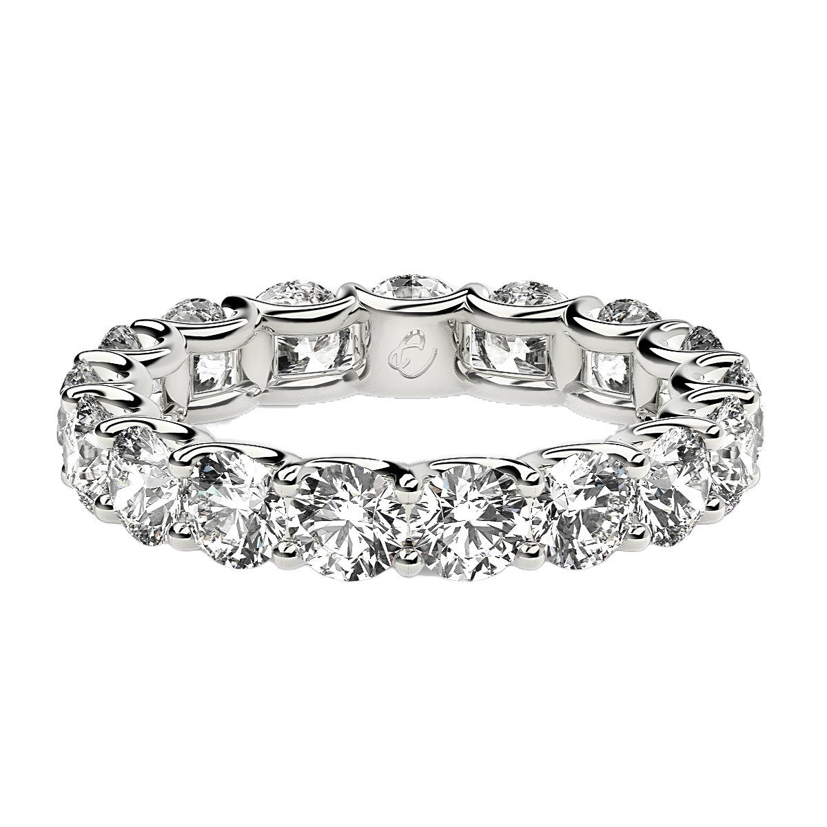 Round Cut Lab Grown Diamond Eternity Ring in 14k White Gold (3 cttw FG/VS2) DestGlow