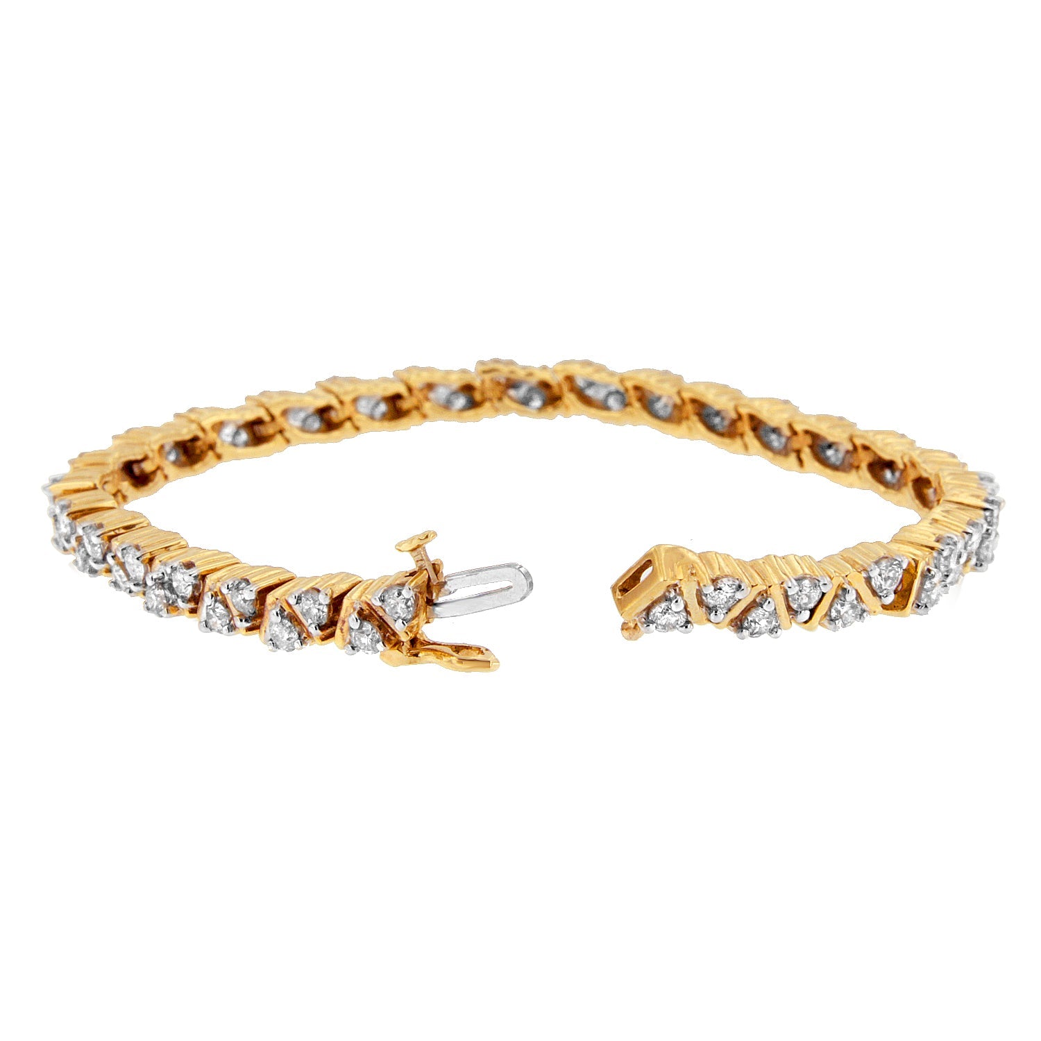 14K Yellow Gold Round-Cut Diamond Bracelet (4.00 cttw, H-I Color, I1-I2 Clarity) by Bids.com
