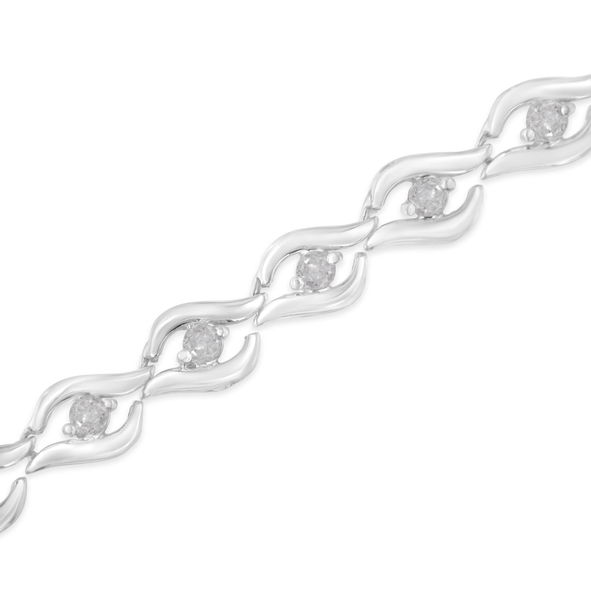 .925 Sterling Silver 1/2 Cttw Rose Cut Diamond Almond Shape Link Tennis Bracelet (I-J Color, I3 Clarity) - 7â€Â DestGlow