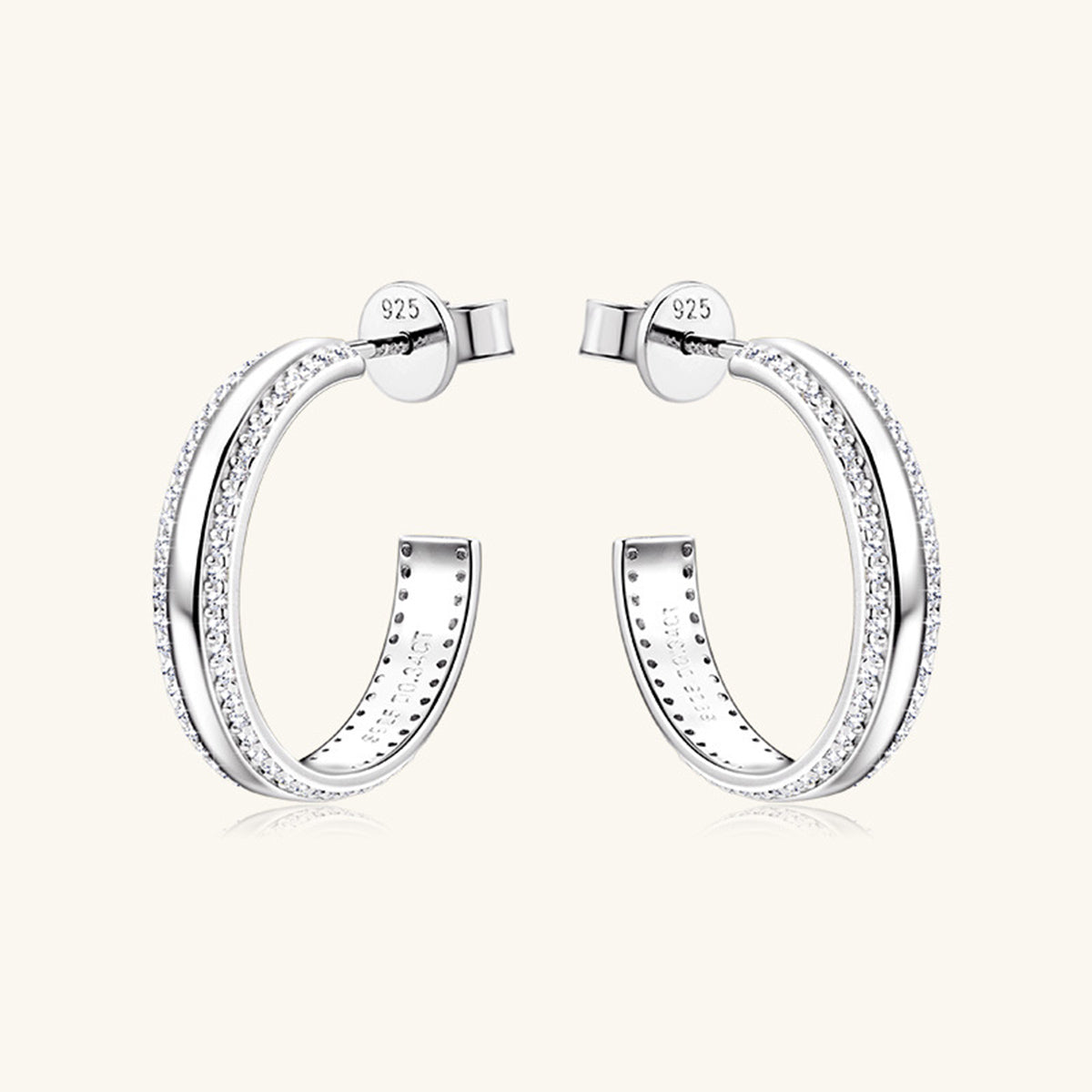 Pure Sterling Silver Inlaid Sparkala™ C-Hoop Earrings - DestGlow