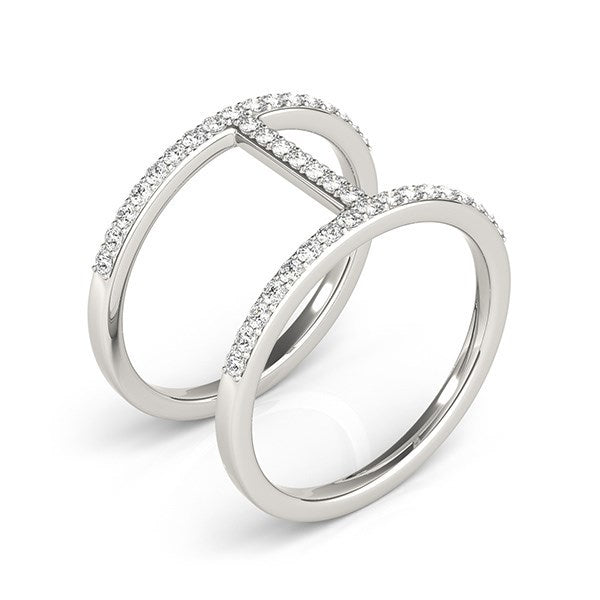 14k White Gold Dual Band Bridge Style Diamond Ring (3/8 cttw) by Bids.com