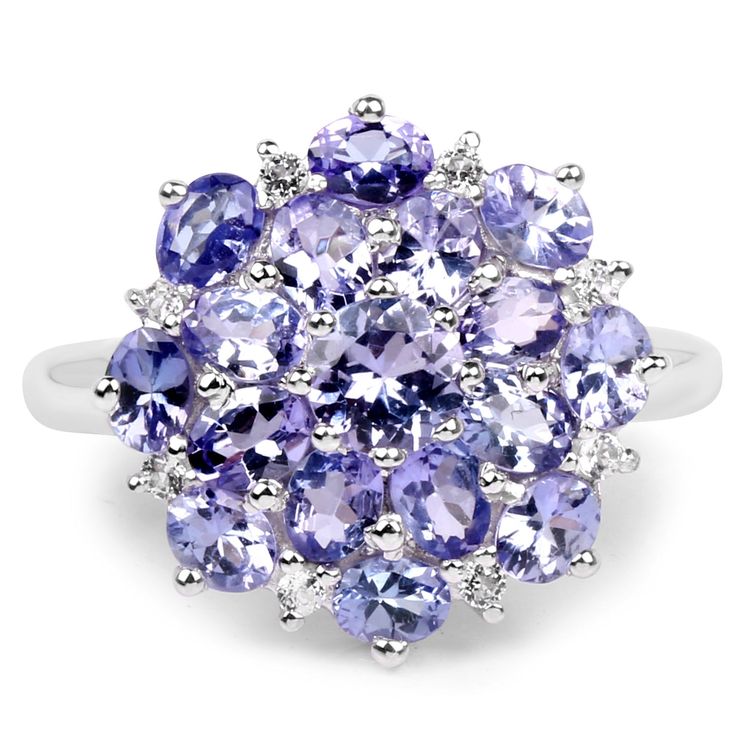 3.37 Carat Genuine Tanzanite and White Topaz .925 Sterling Silver Ring by Bids.com
