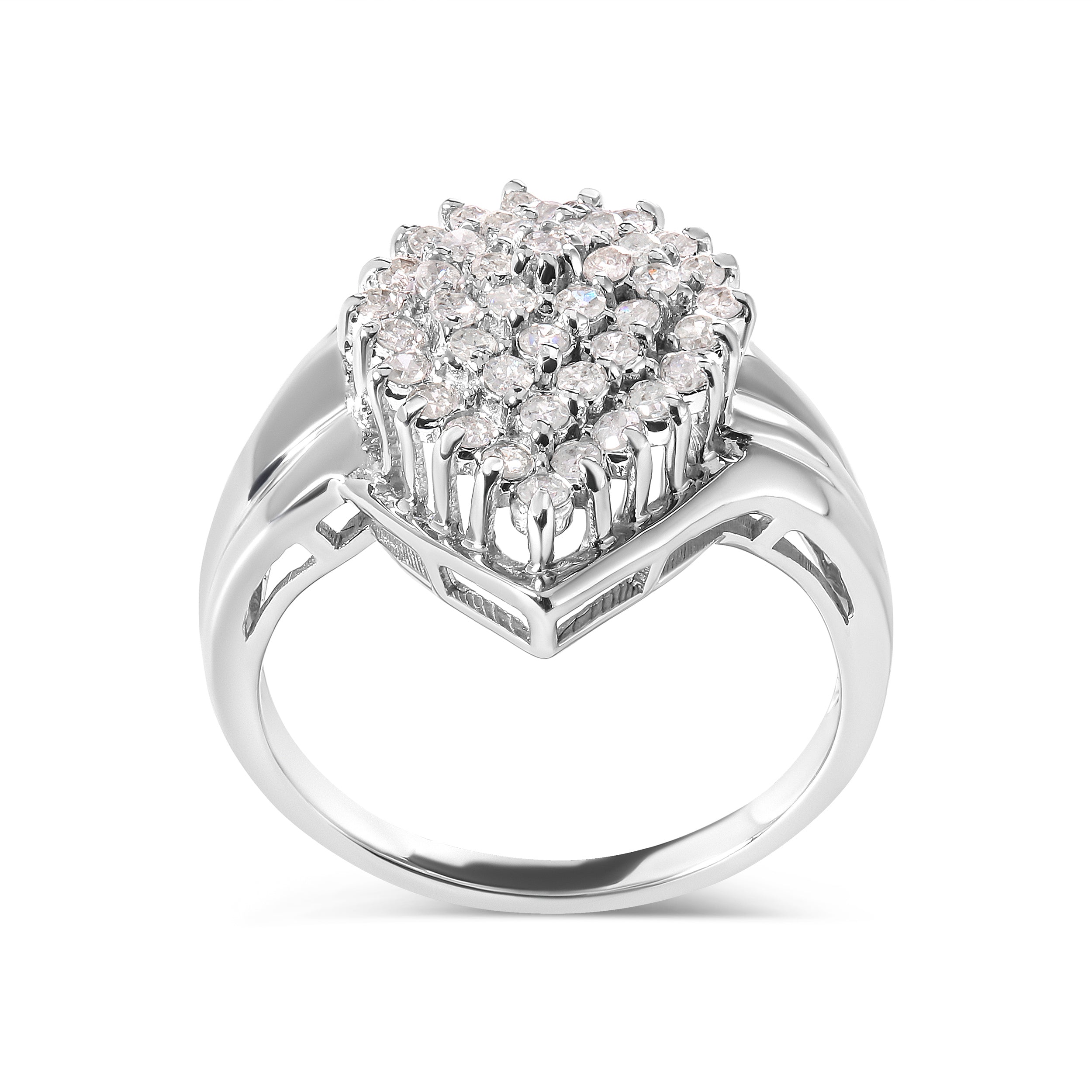 10K White Gold 1/2 Cttw Diamond Pear Shaped Cluster Ring (H-I Color, I1-I2 Clarity) - Ring Size 7 by Bids.com