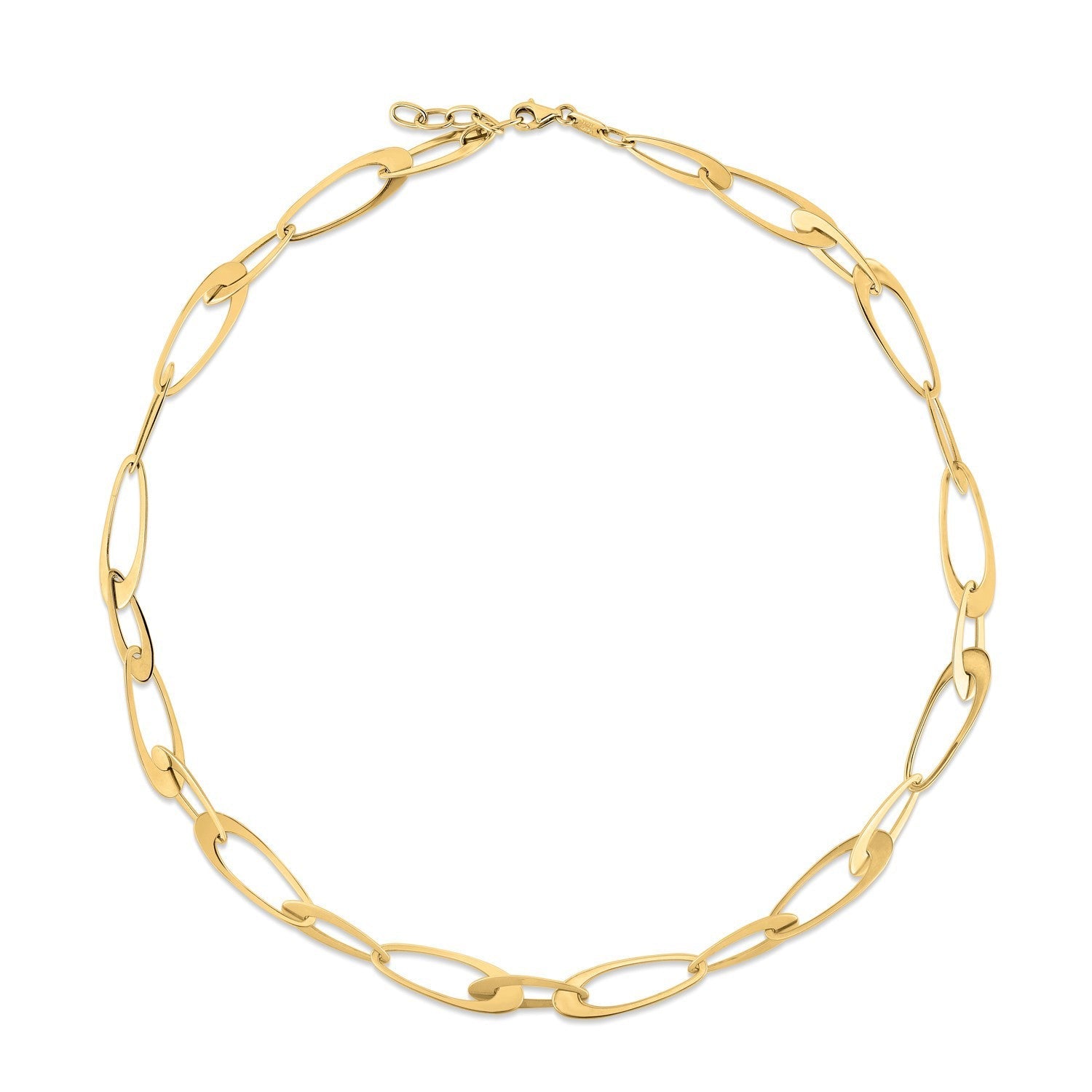 14K Yellow Gold Italian Oval Links Necklace by Bids.com