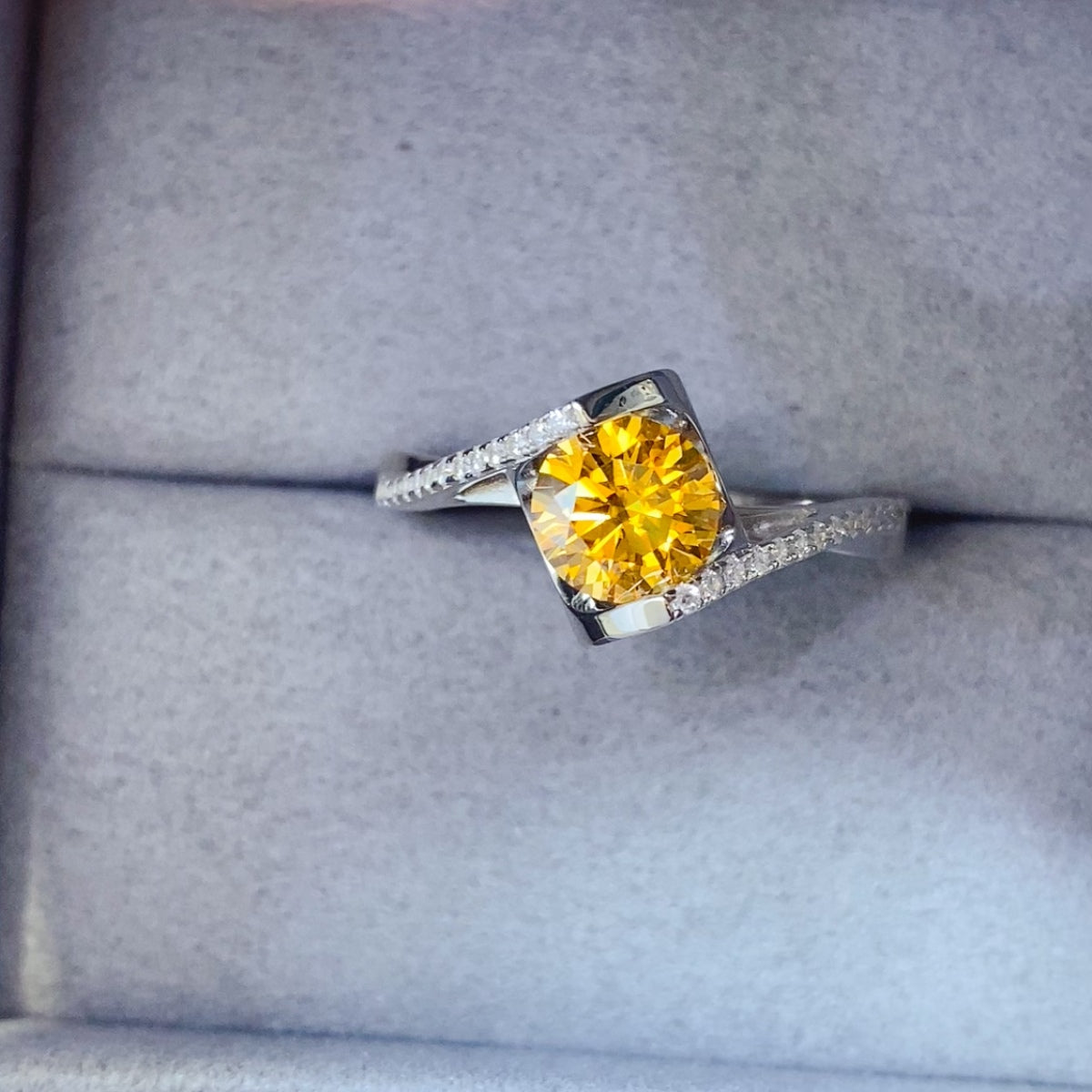 1 Carat Yellow Brilliant Round Cut Sparkala™ Pure Sterling Silver Ring by Sparkala