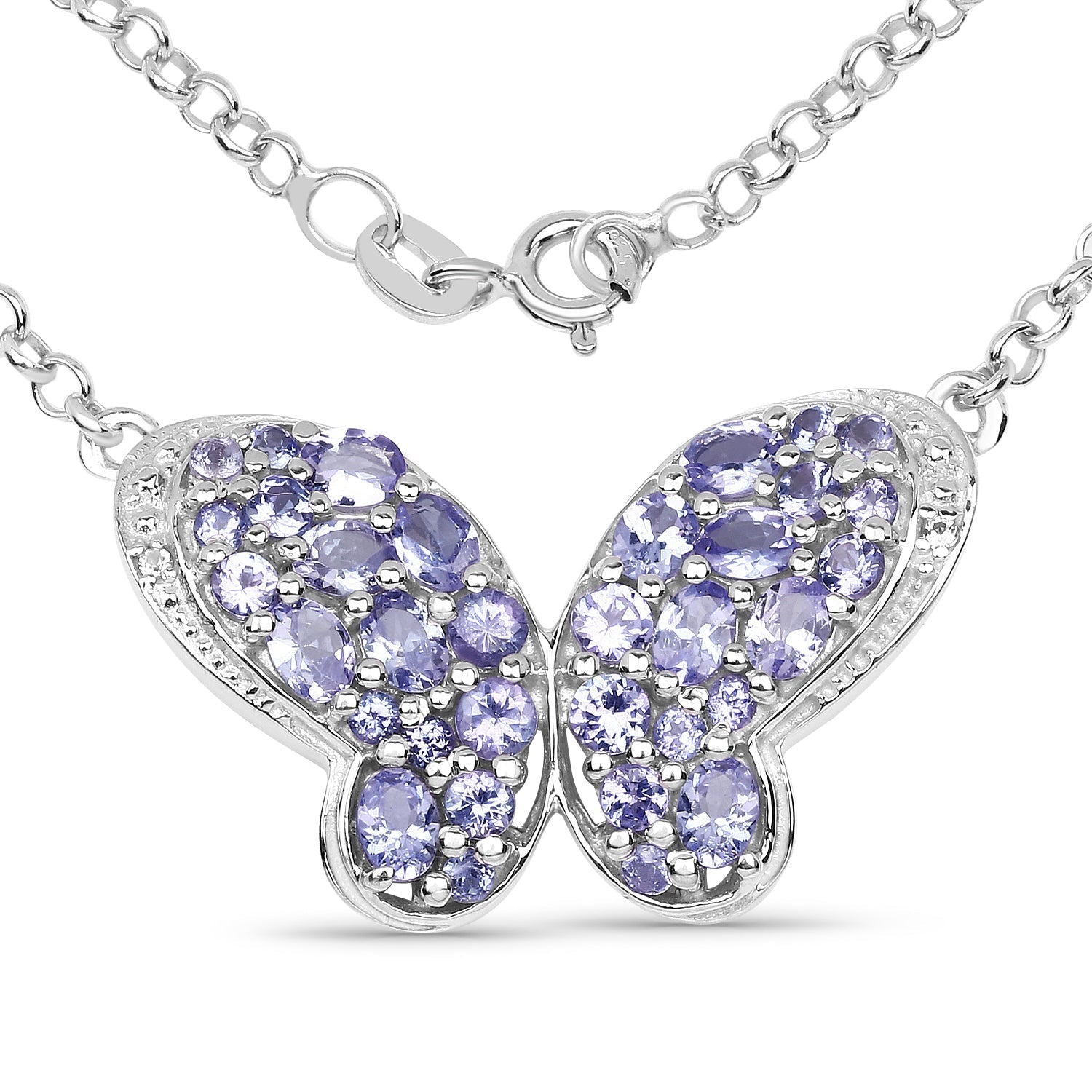 3.31 Carat Genuine Tanzanite & White Topaz .925 Sterling Silver Pendant DestGlow