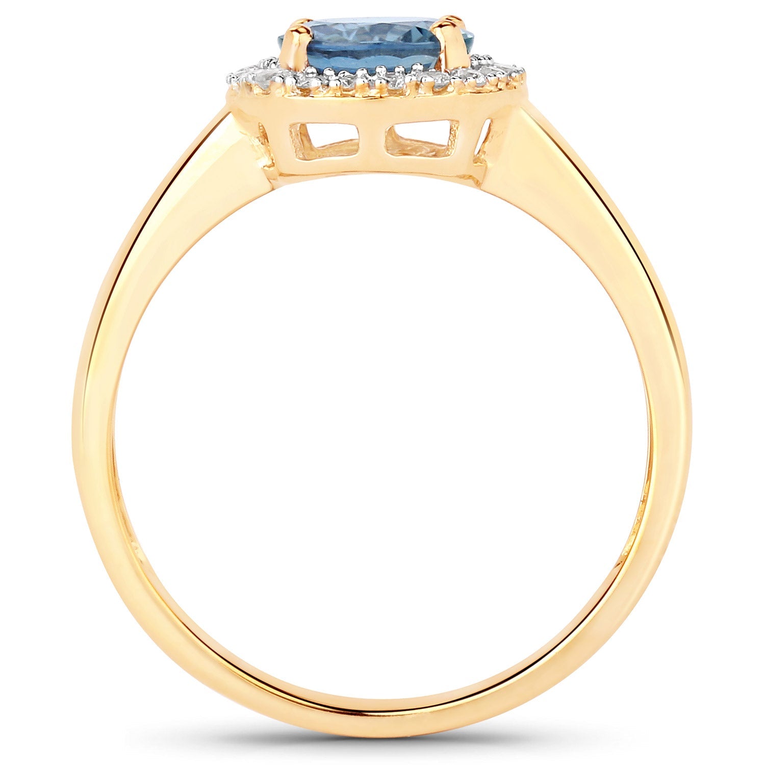 1.03 Carat Genuine Blue Sapphire and White Diamond 14K Yellow Gold Ring by Bids.com