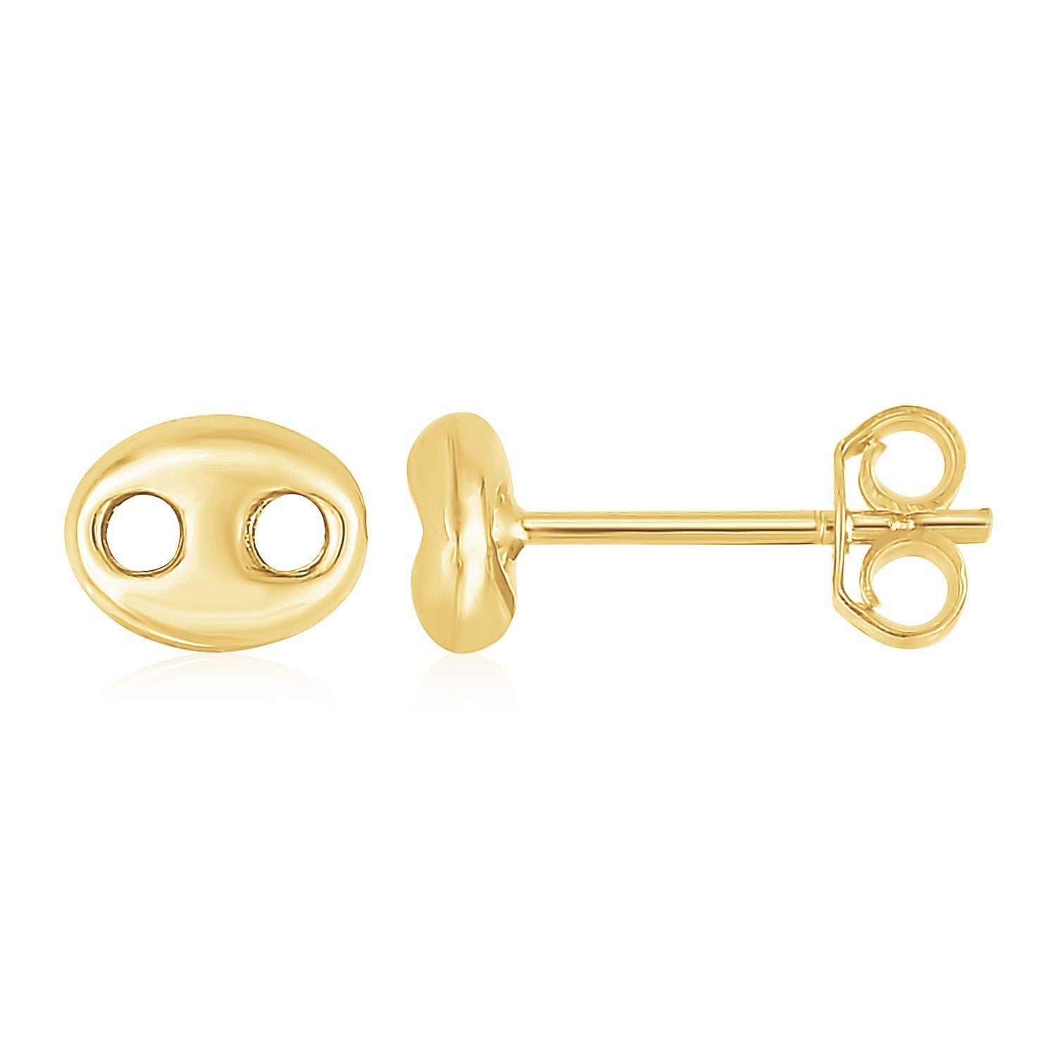 14K Yellow Gold Mariner Link Button Earrings DestGlow