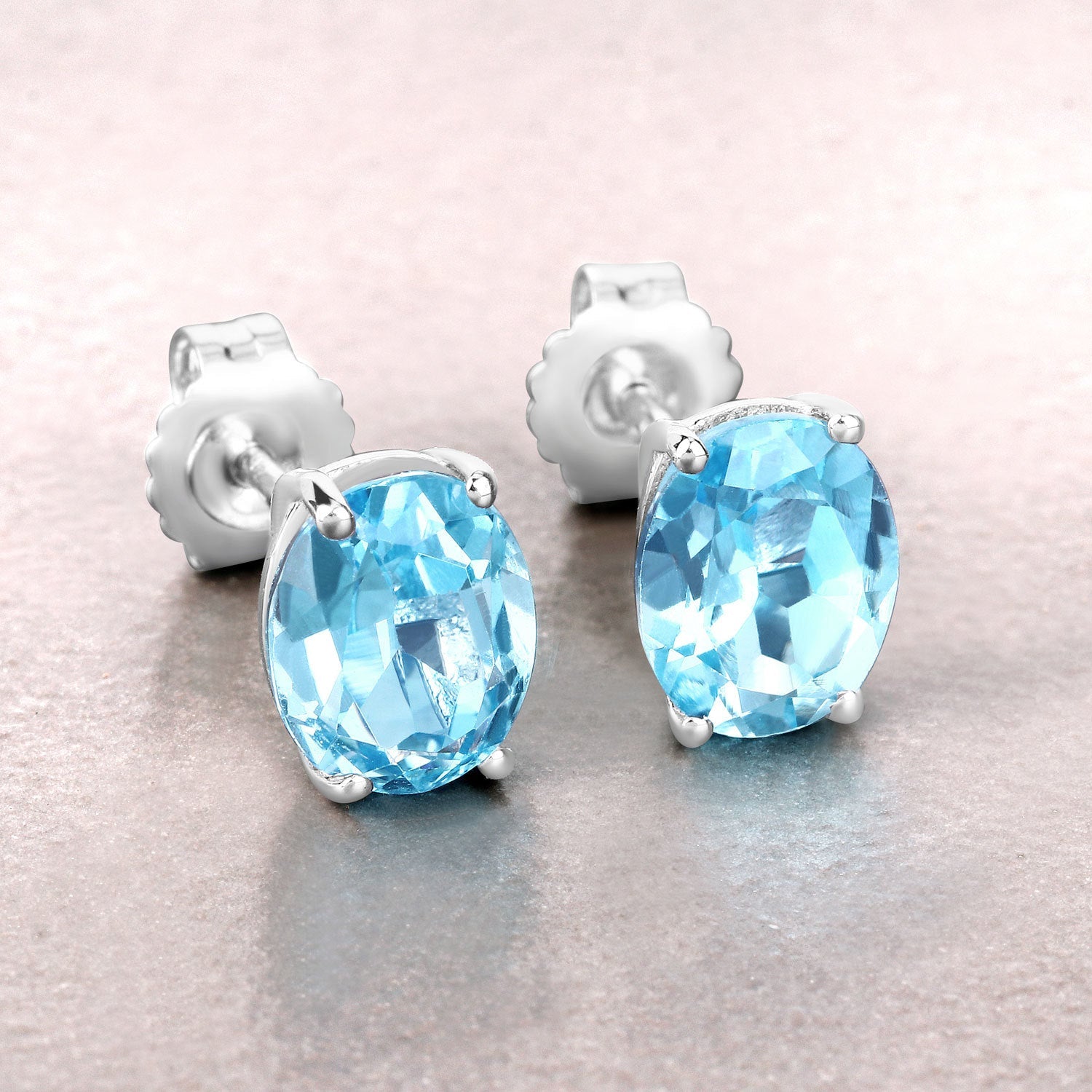 4.00 Carat Genuine Swiss Blue Topaz .925 Sterling Silver Earrings by Bids.com