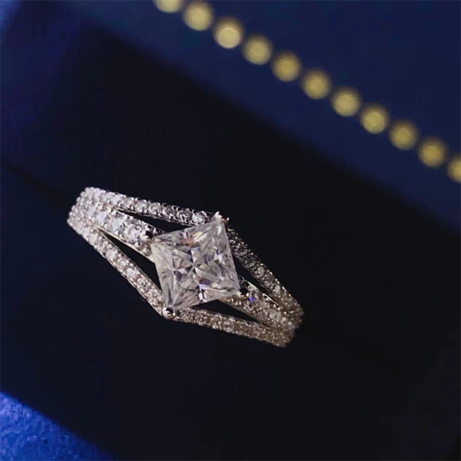 1 Carat Princess-Cut Sparkala™ Platinum Over Pure Sterling Silver Ring by Sparkala