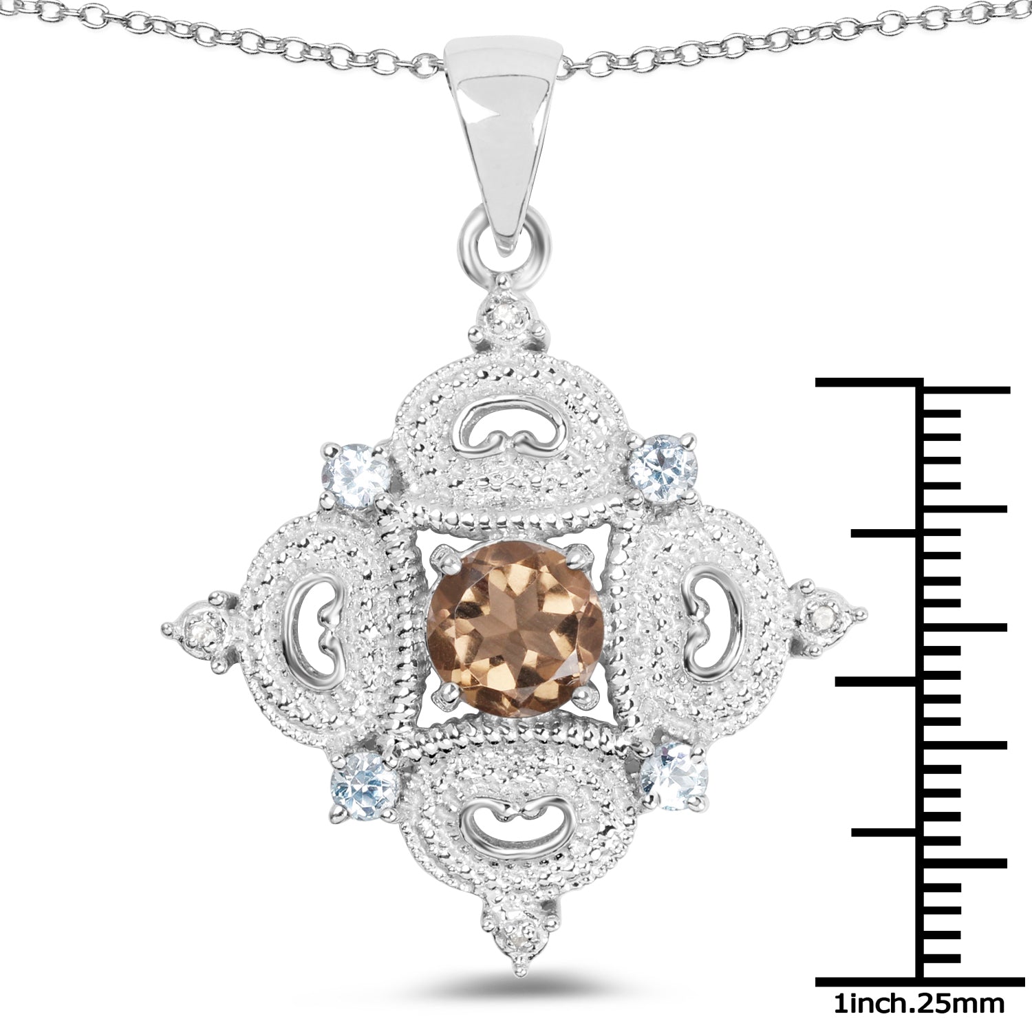 3.00 Carat Genuine Smoky Quartz, Blue Topaz and White Topaz .925 Sterling Silver Pendant by Bids.com