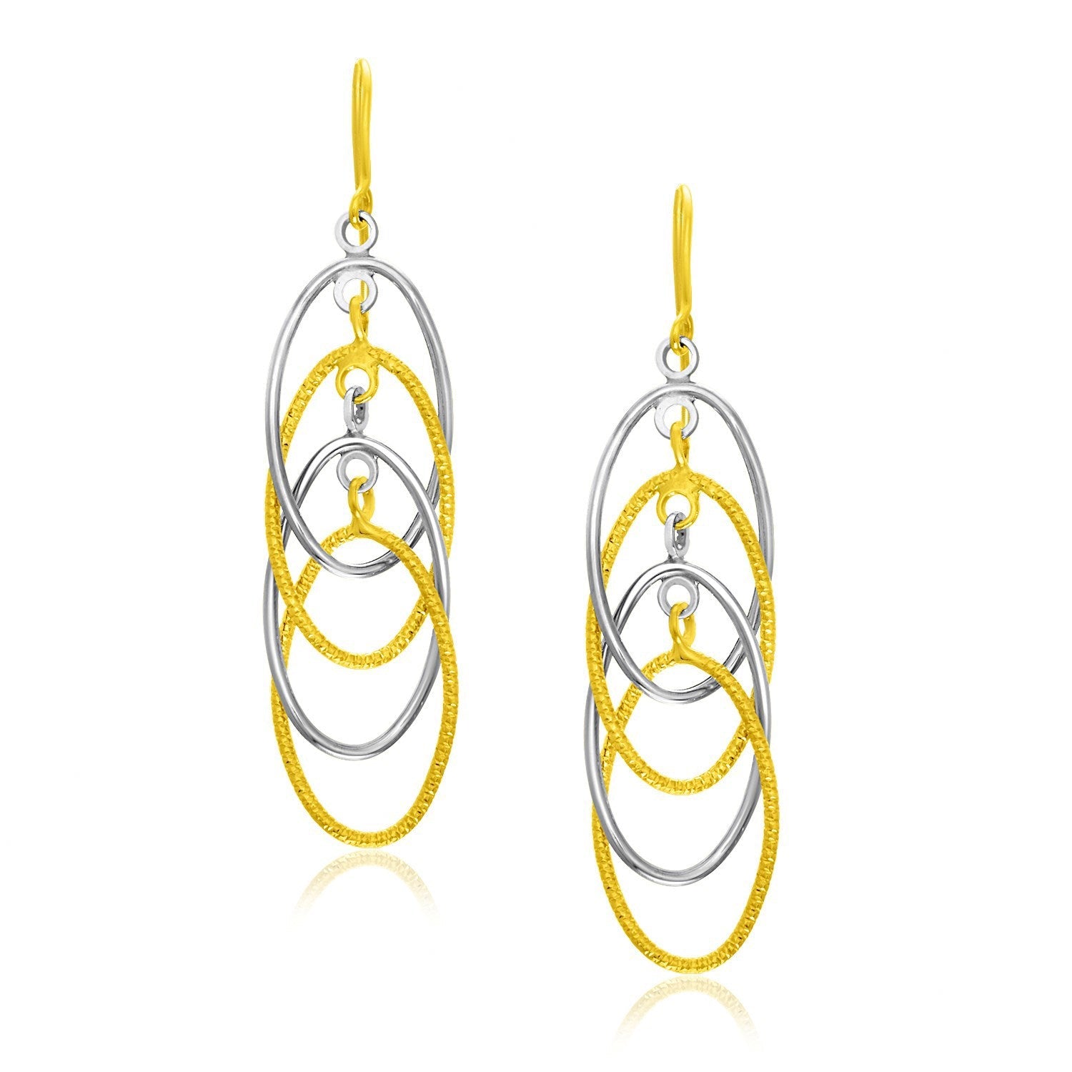 14k Two-Tone Gold Multiple Layer Interlaced Earrings by Bids.com