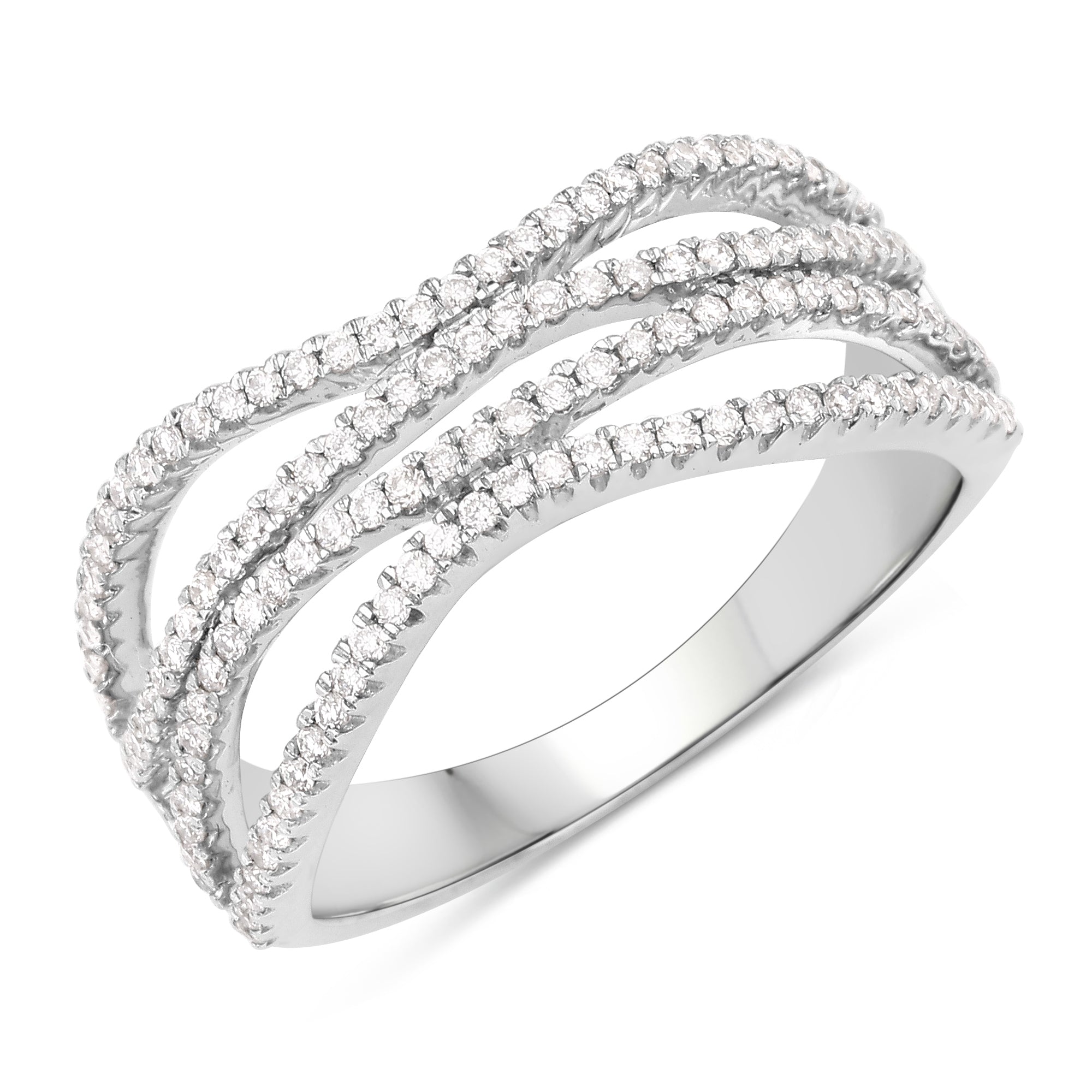 0.46 Carat Genuine White Diamond 14K White Gold Ring (F-G Color, SI Clarity) by Bids.com