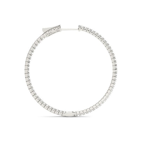 14k White Gold Slim Two Sided Diamond Hoop Earrings (1 1/2 cttw) by Bids.com