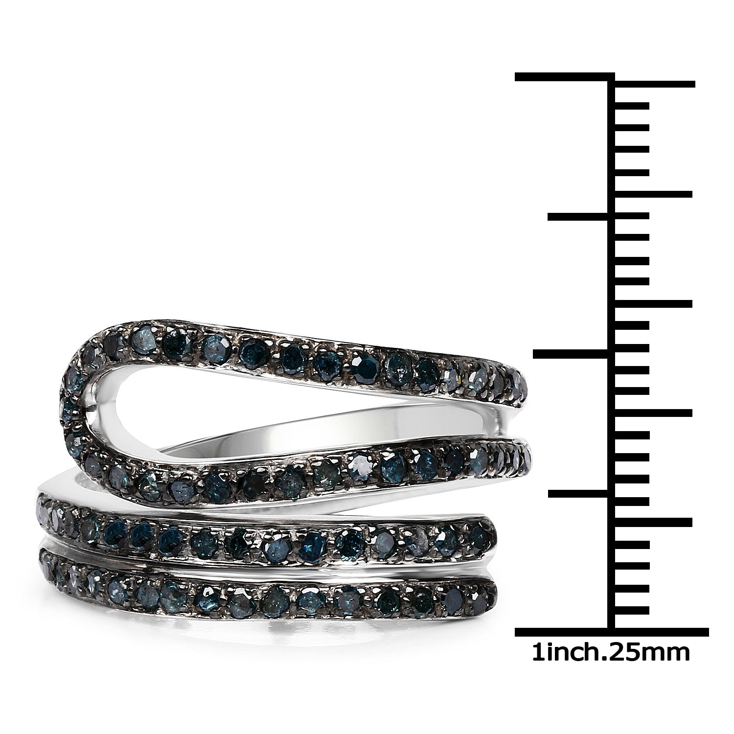 0.83 Carat Genuine Blue Diamond .925 Sterling Silver Ring by Bids.com