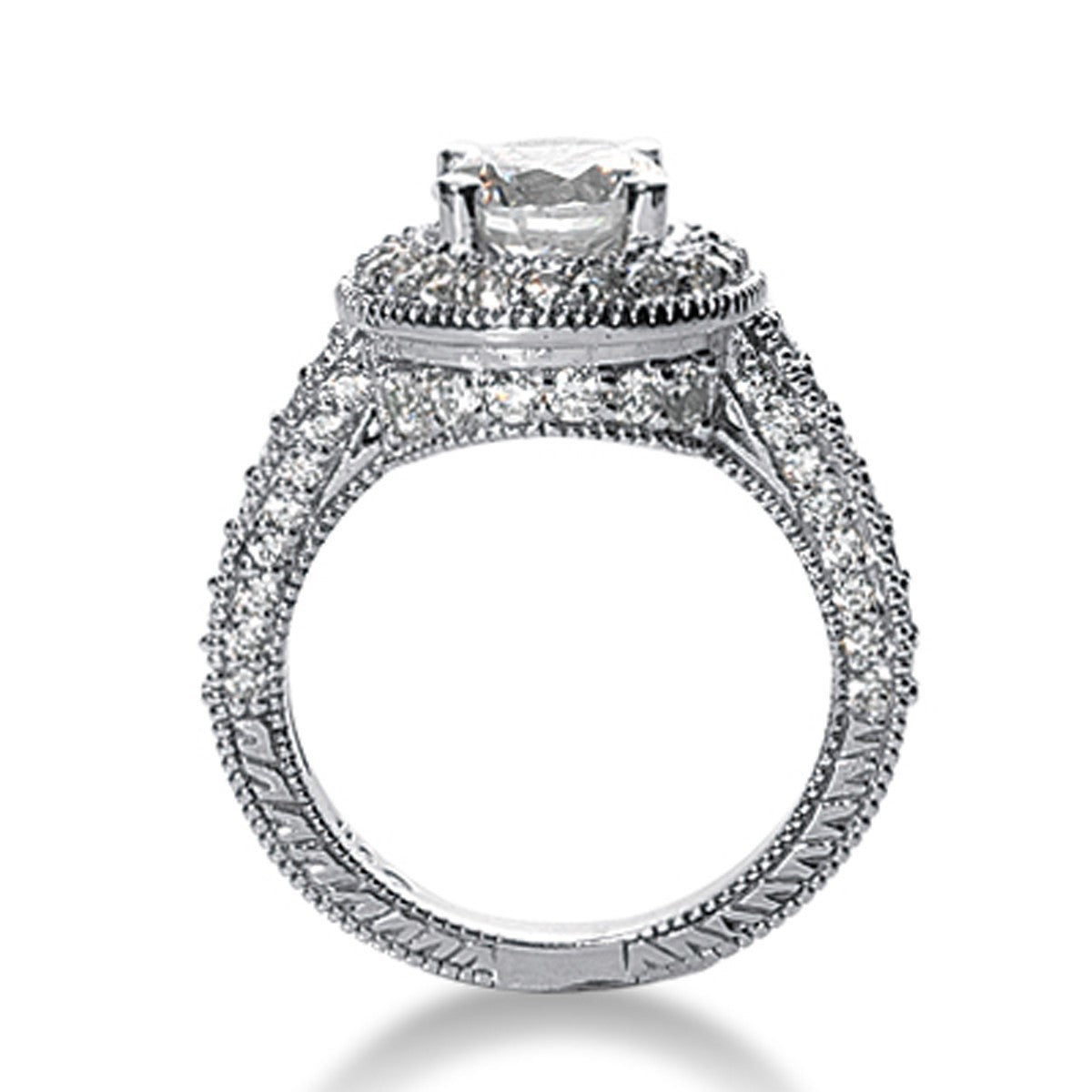 14k White gold Vintage Halo Diamond Semi-Mount by Bids.com