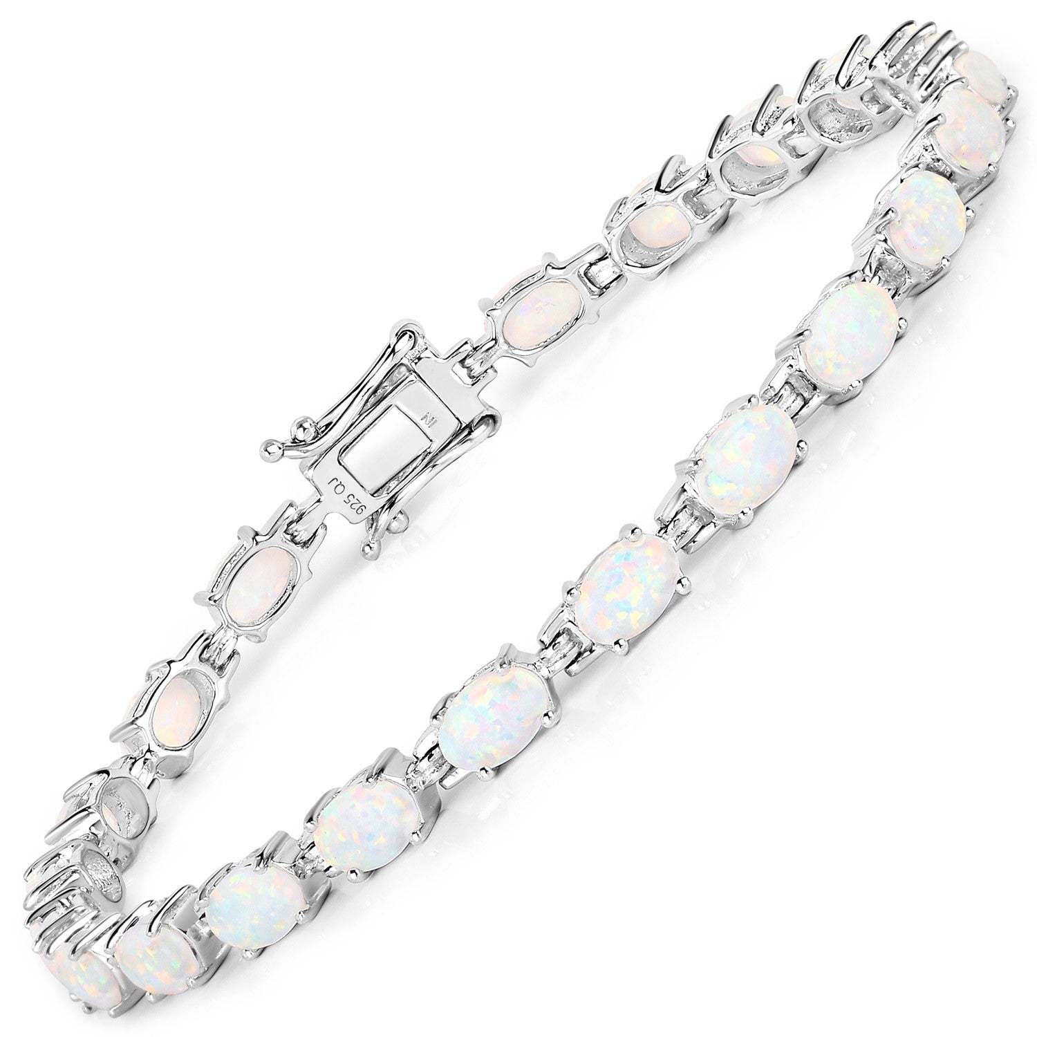 3.50 Carat Genuine Created Opal .925 Sterling Silver Bracelet by Bids.com