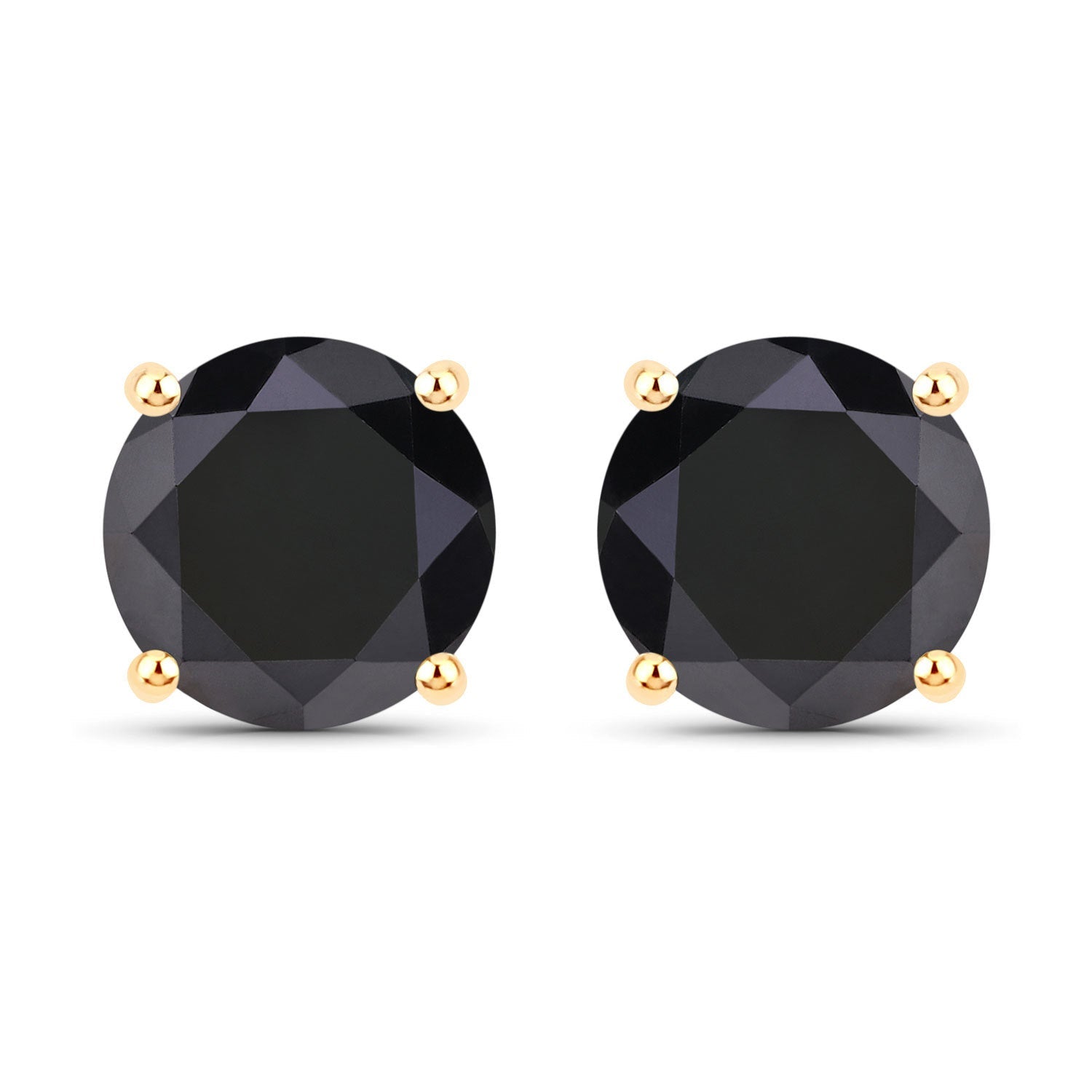 3.48 Carat Genuine Black Diamond 14K Yellow Gold Earrings DestGlow