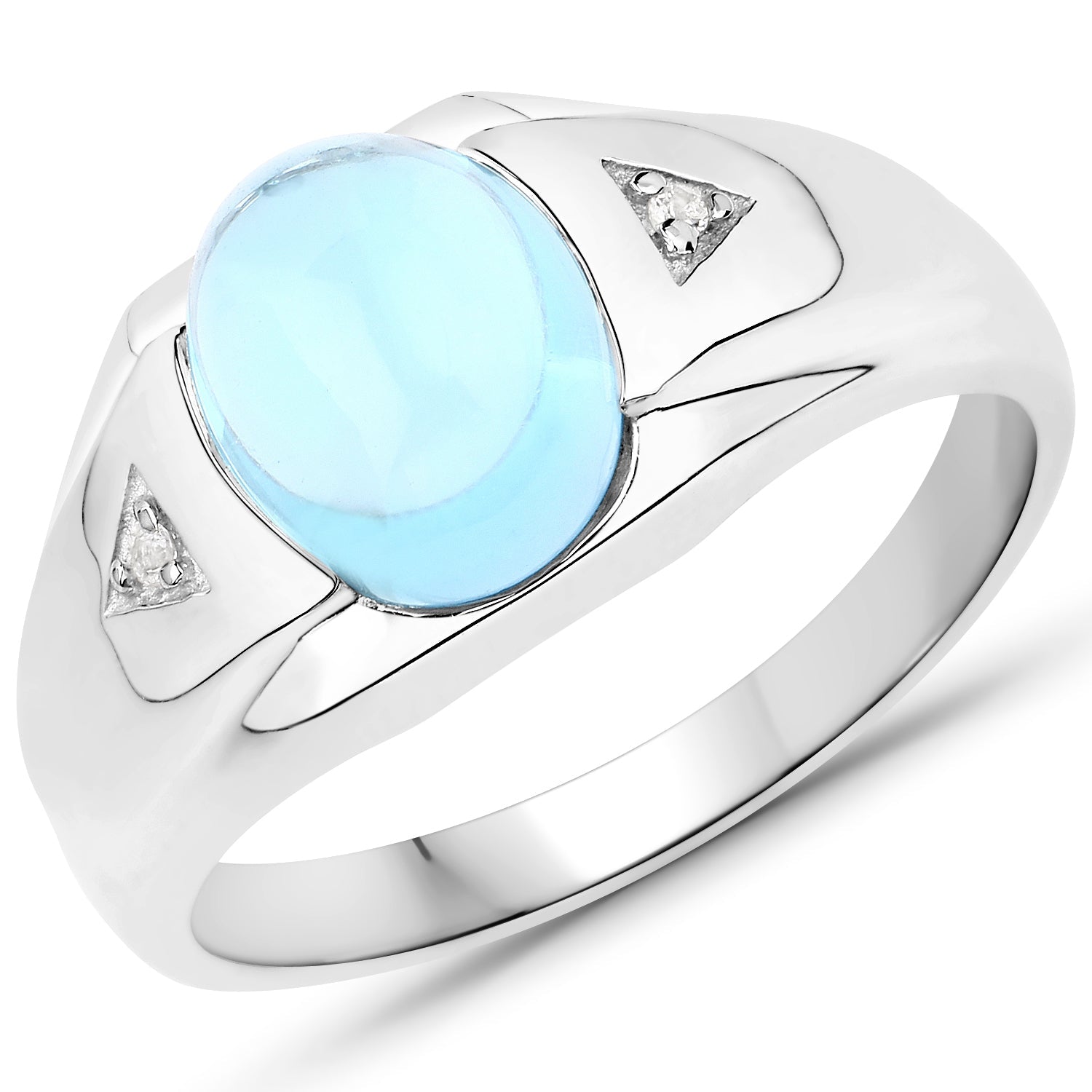 3.67 Carat Genuine Swiss Blue Topaz and White Topaz .925 Sterling Silver Ring by Bids.com