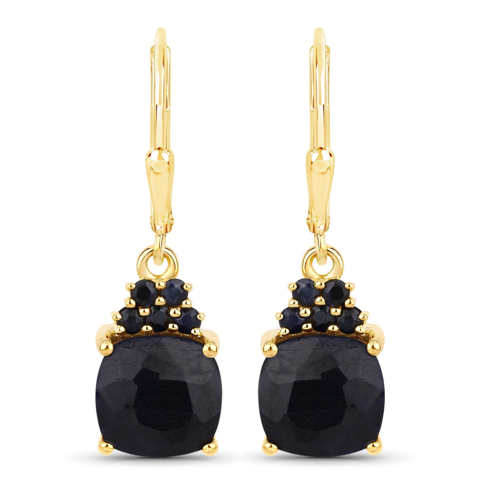6.20 Carat Dyed Sapphire and Blue Sapphire .925 Sterling Silver Earrings DestGlow