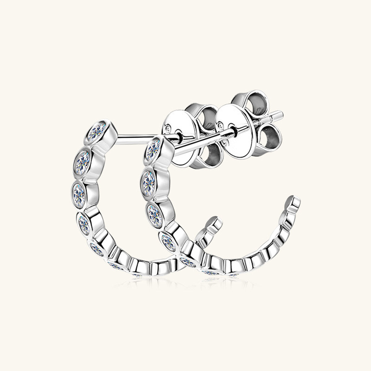 Inlaid Sparkala™ Pure Sterling Silver C-Hoop Earrings by Sparkala