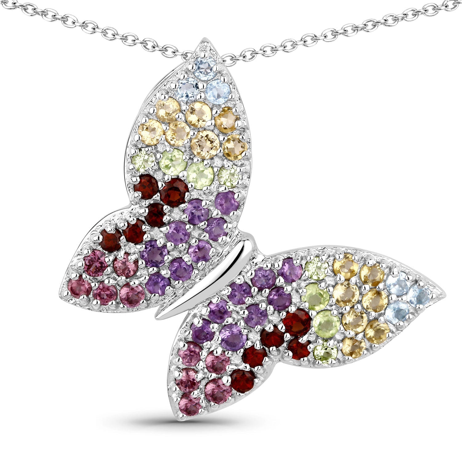 1.62 Carat Genuine Multi Stones .925 Sterling Silver Pendant by Bids.com