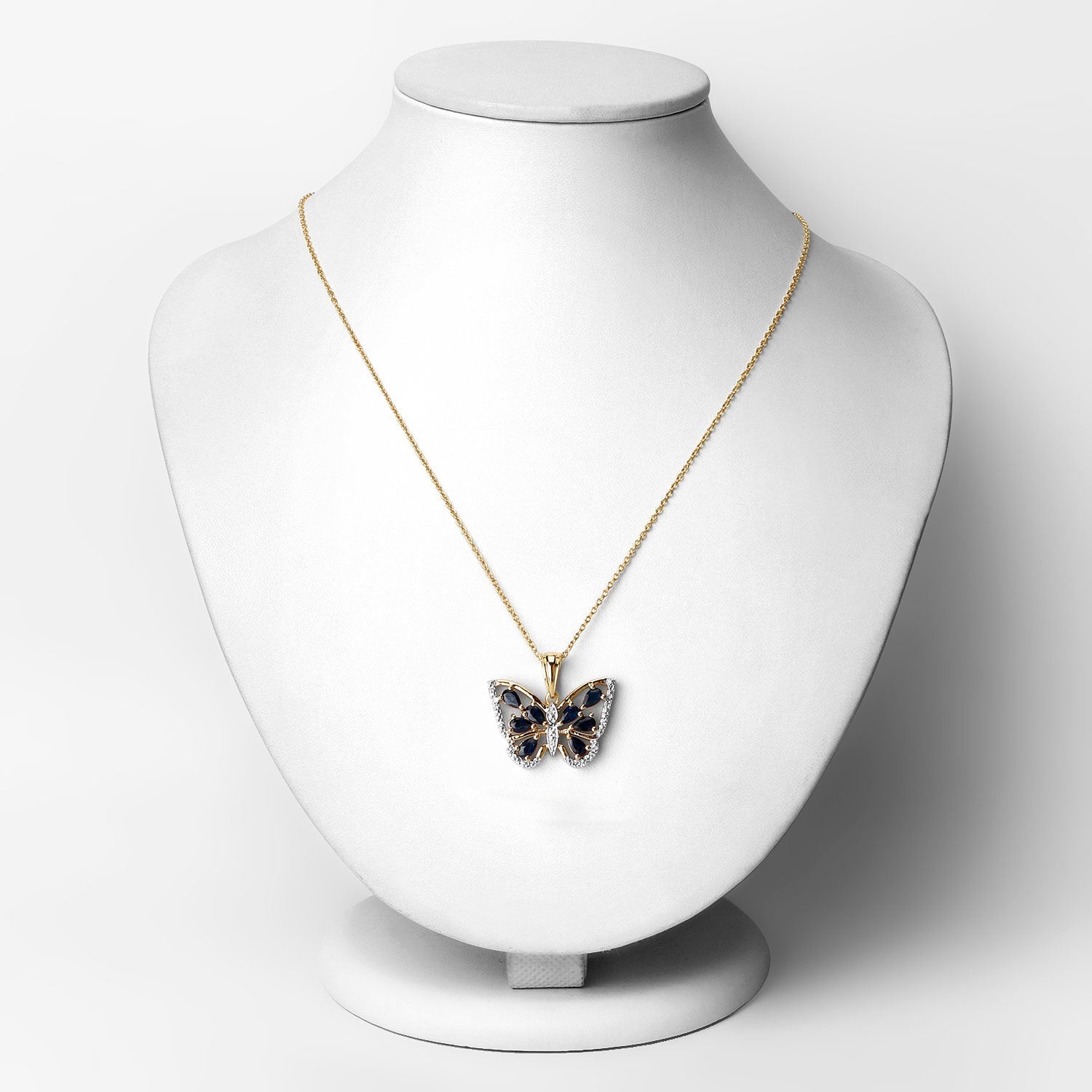 1.67 Carat Genuine Blue Sapphire and White Zircon .925 Sterling Silver Pendant DestGlow