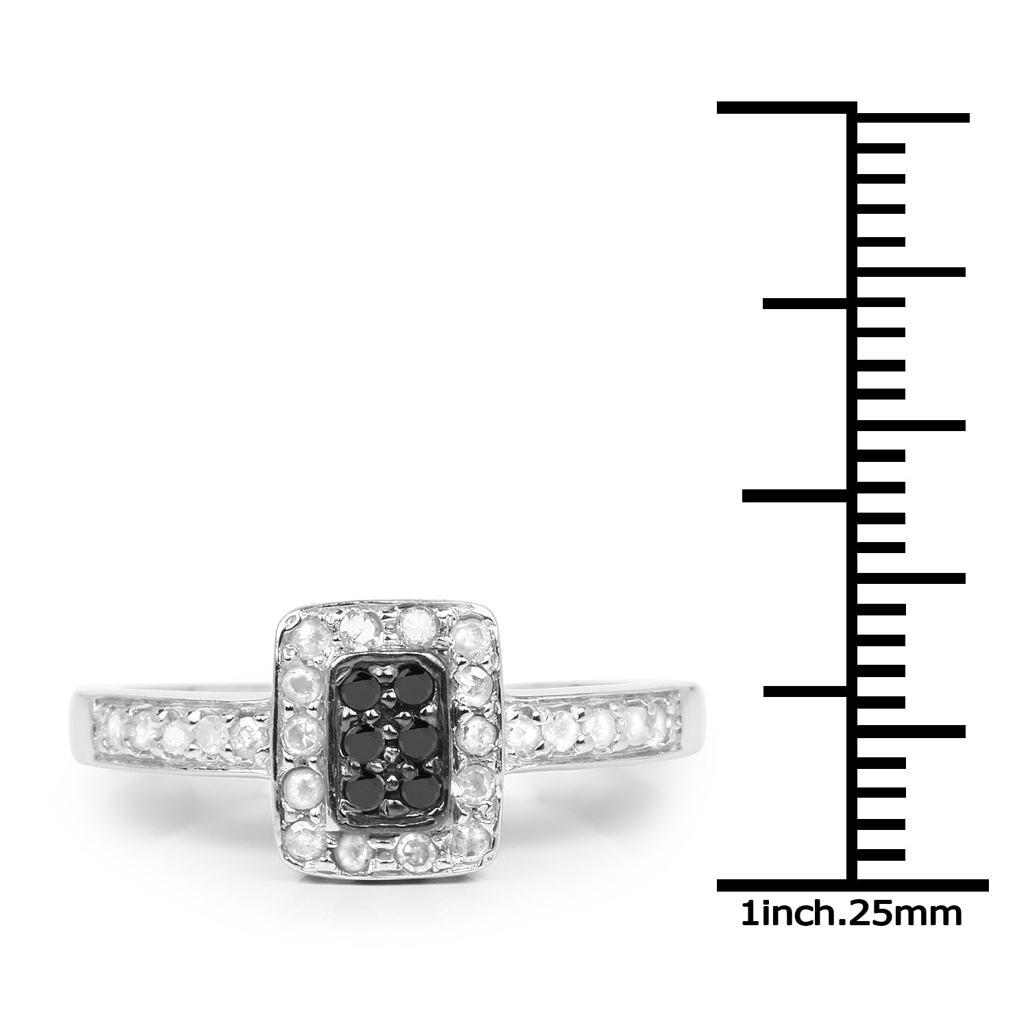 0.35 Carat Genuine Black Diamond and White Diamond .925 Sterling Silver Ring DestGlow
