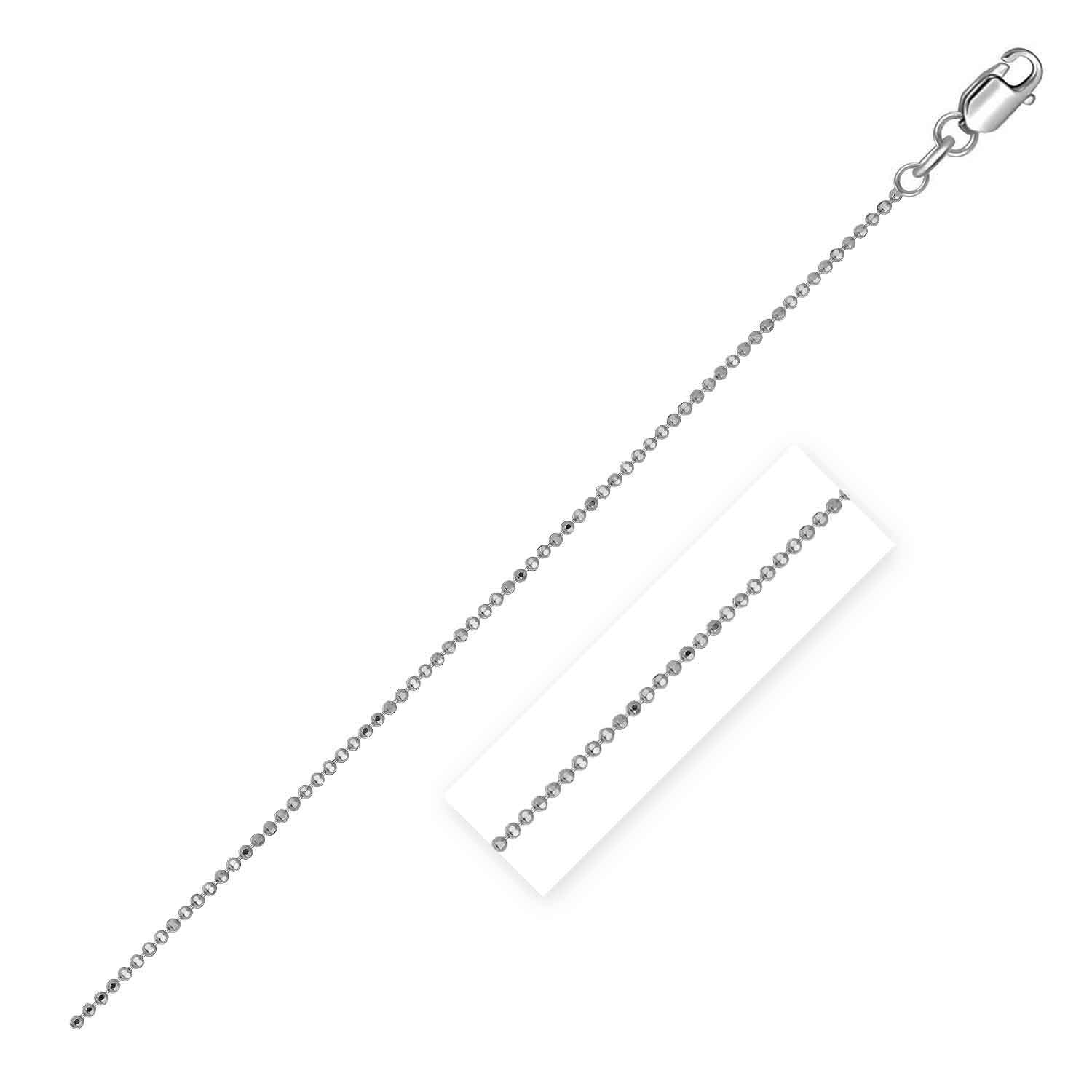 14k White Gold Diamond Cut Bead Chain 1.0mm by Bids.com