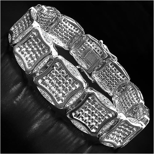 14K Yellow Gold Plated 0.67 Carat Genuine White Diamond .925 Sterling Silver Bracelet by Bids.com